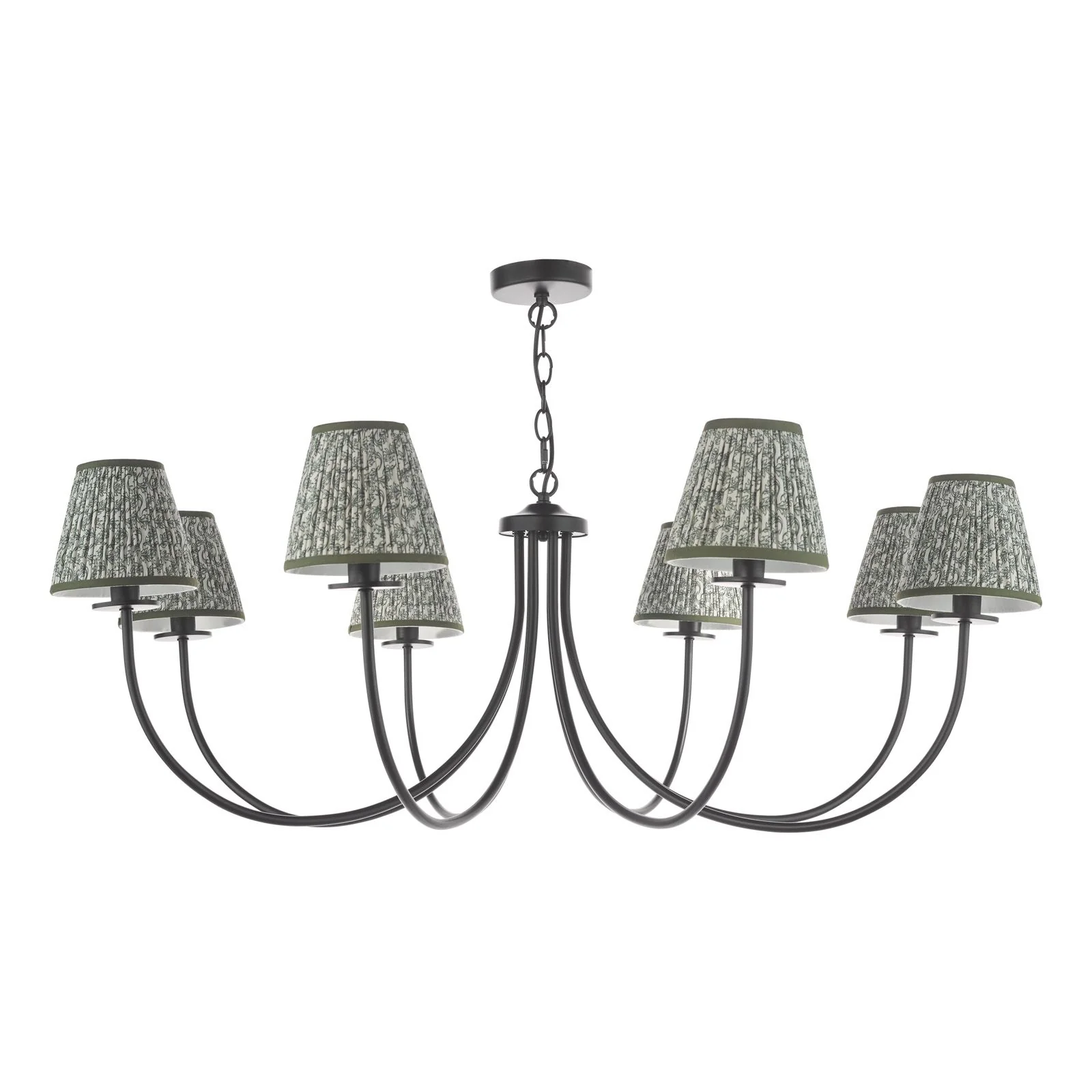 Becca 8 Light Ceiling Light- Matt Black With Green Shades - Image 3