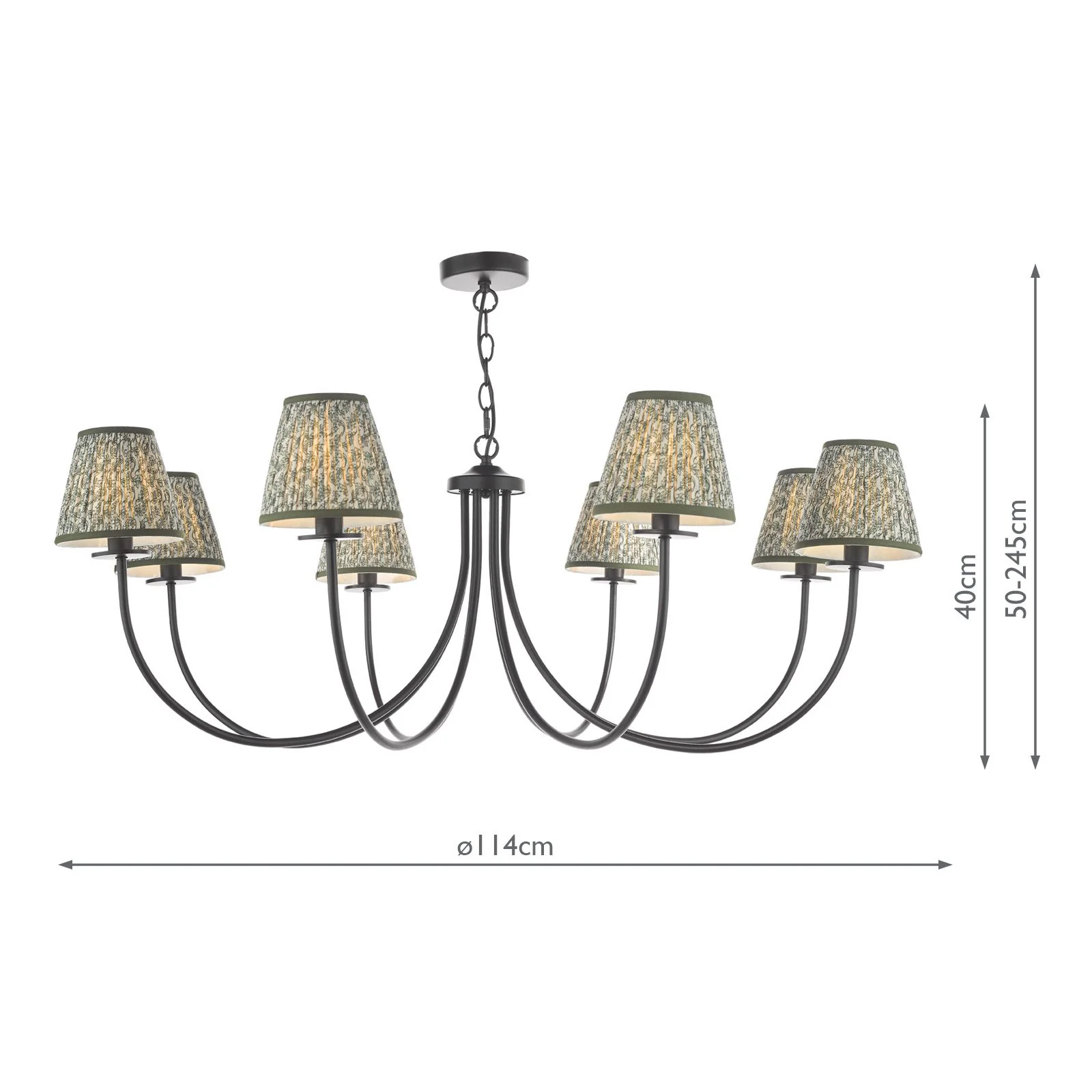 Becca 8 Light Ceiling Light- Matt Black With Green Shades - Image 4