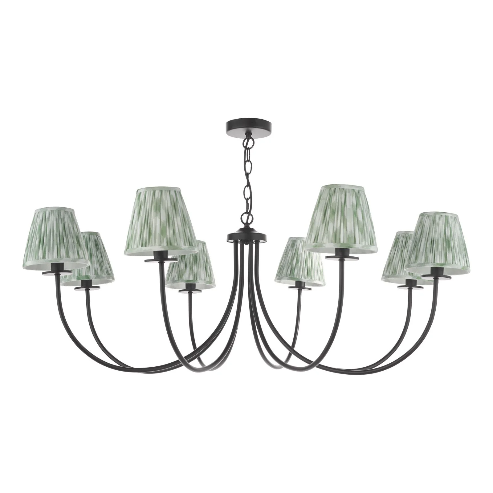 Becca 8 Light Ceiling Light- Matt Black With Green Shades - Image 6