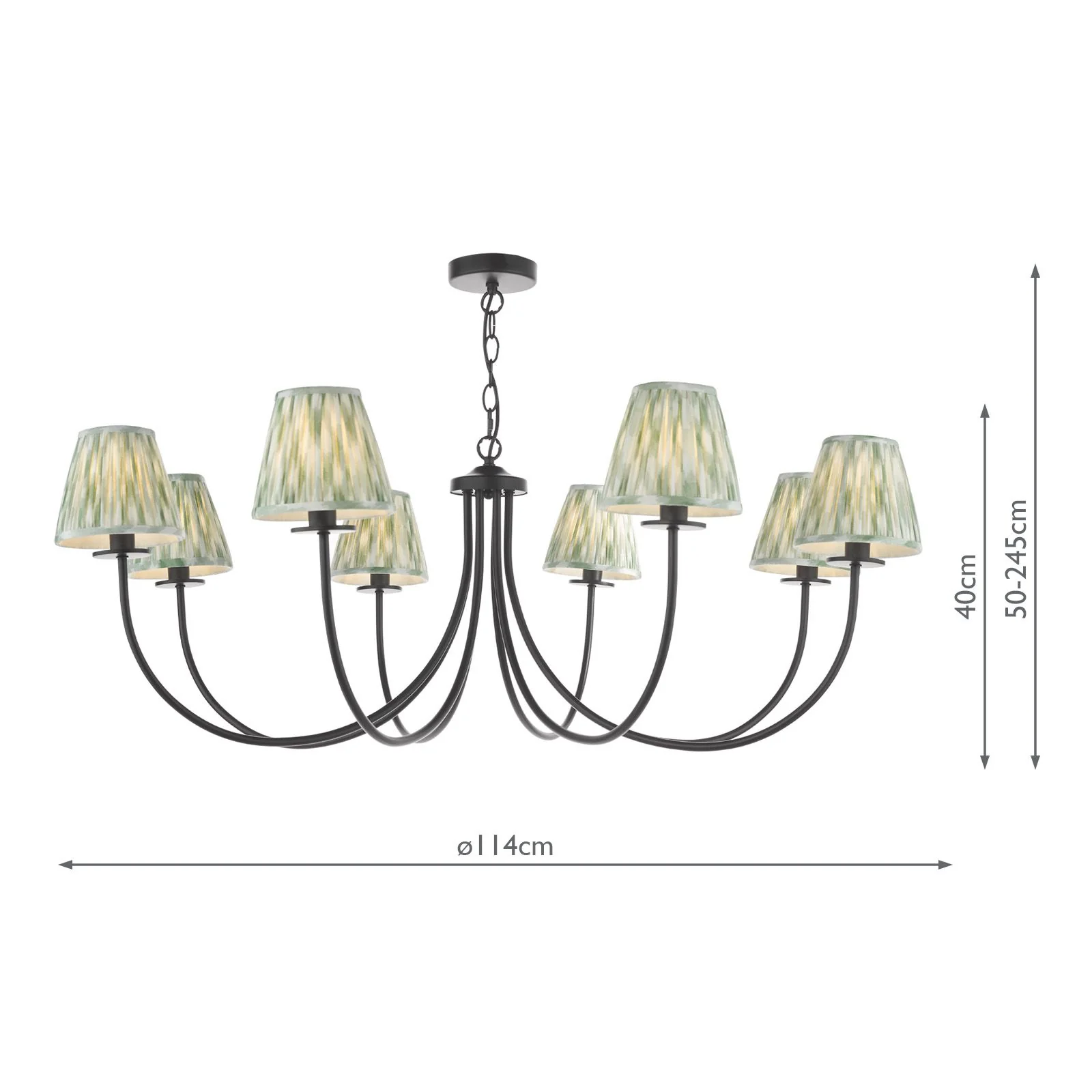Becca 8 Light Ceiling Light- Matt Black With Green Shades - Image 7