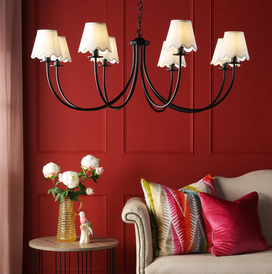 Becca 8 Light Ceiling Light- Matt Black With Green Shades - Image 9