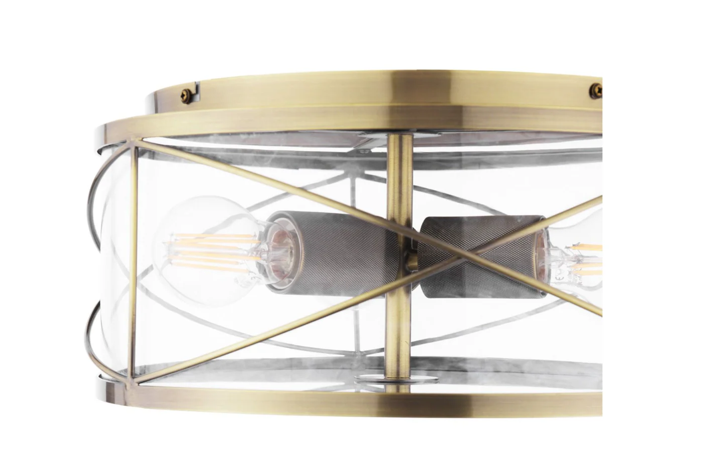 Beckworth 3 Light Flush - Antique Brass and Glass - Image 2