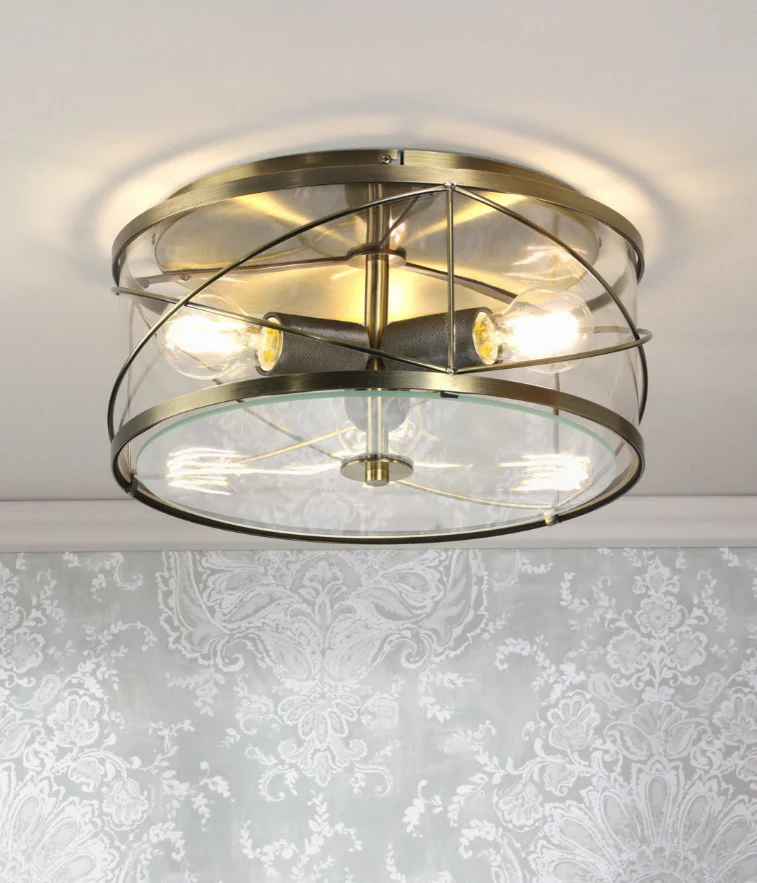 Beckworth 3 Light Flush - Antique Brass and Glass - Image 5