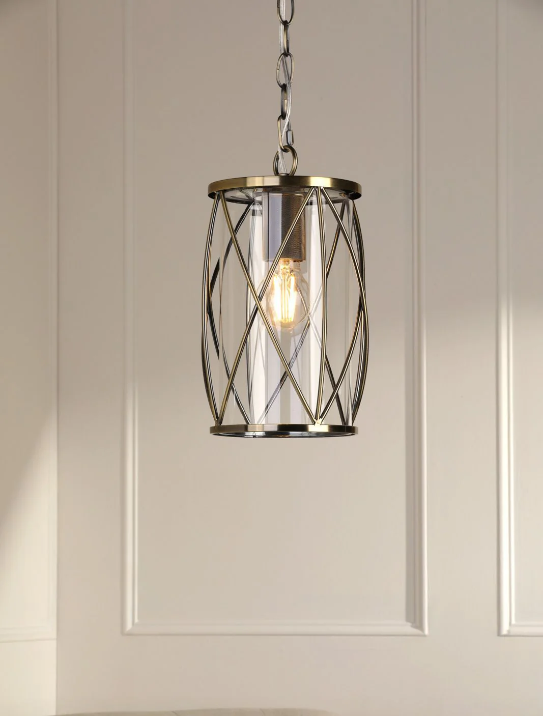 Beckworth Ceiling Lantern Antique Brass and Glass - Image 3