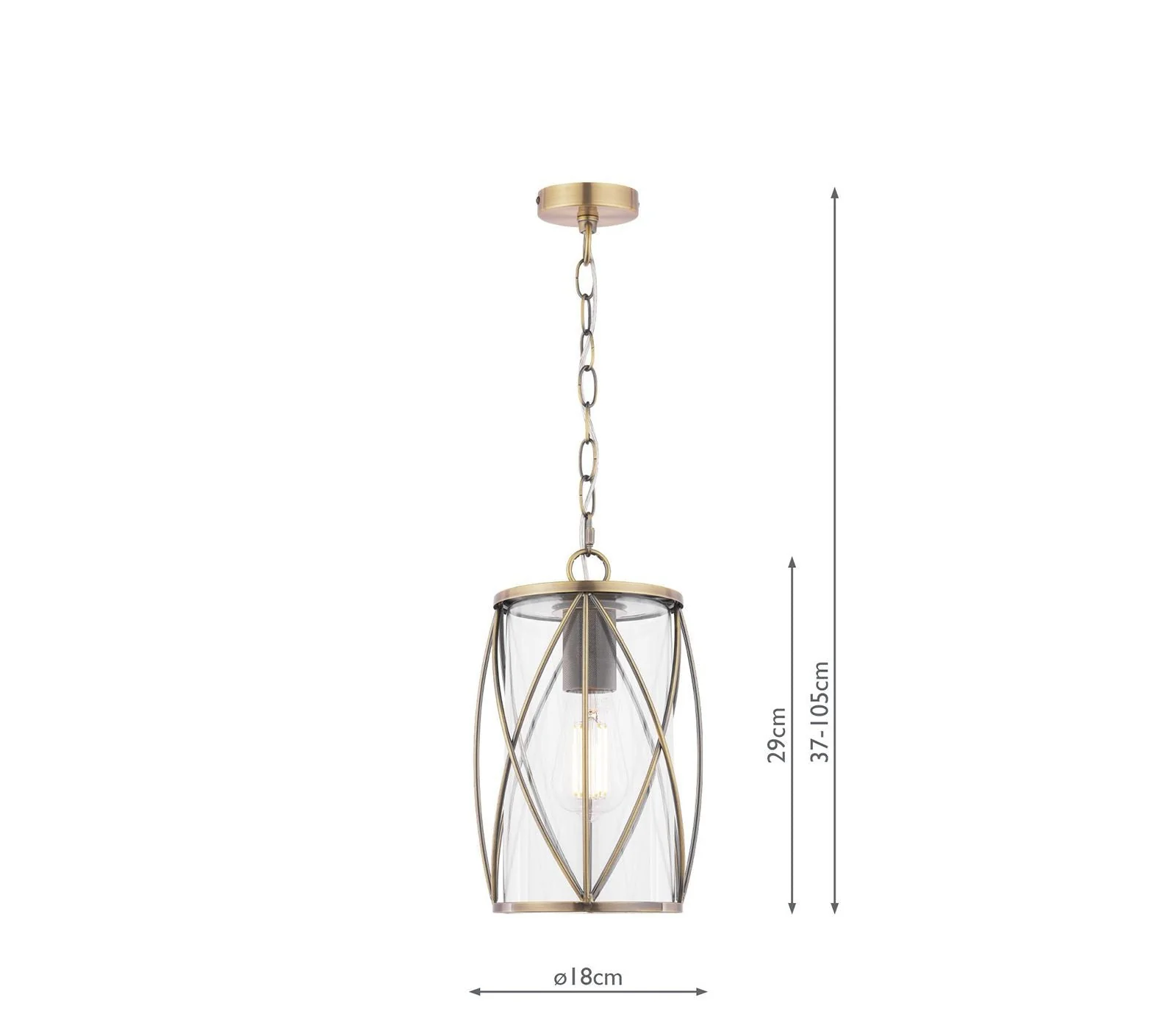 Beckworth Ceiling Lantern Antique Brass and Glass - Image 4