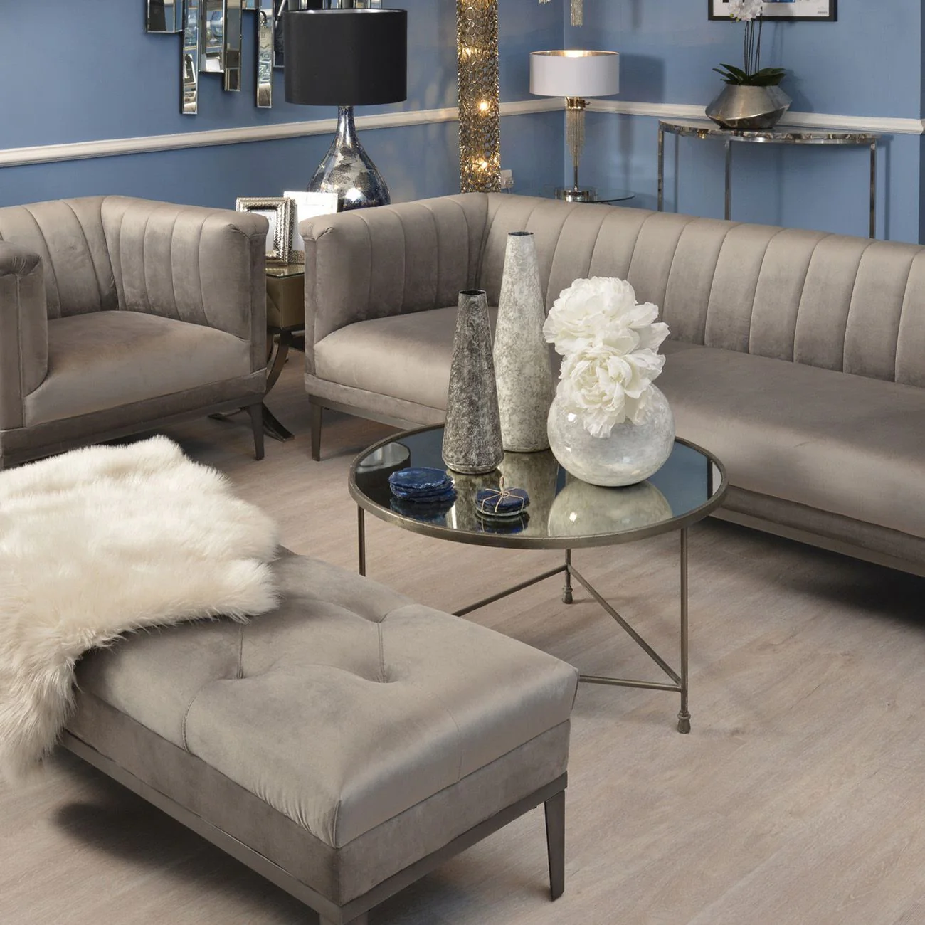 Belgravia Grey Ribbed Occasional Chair - Image 2