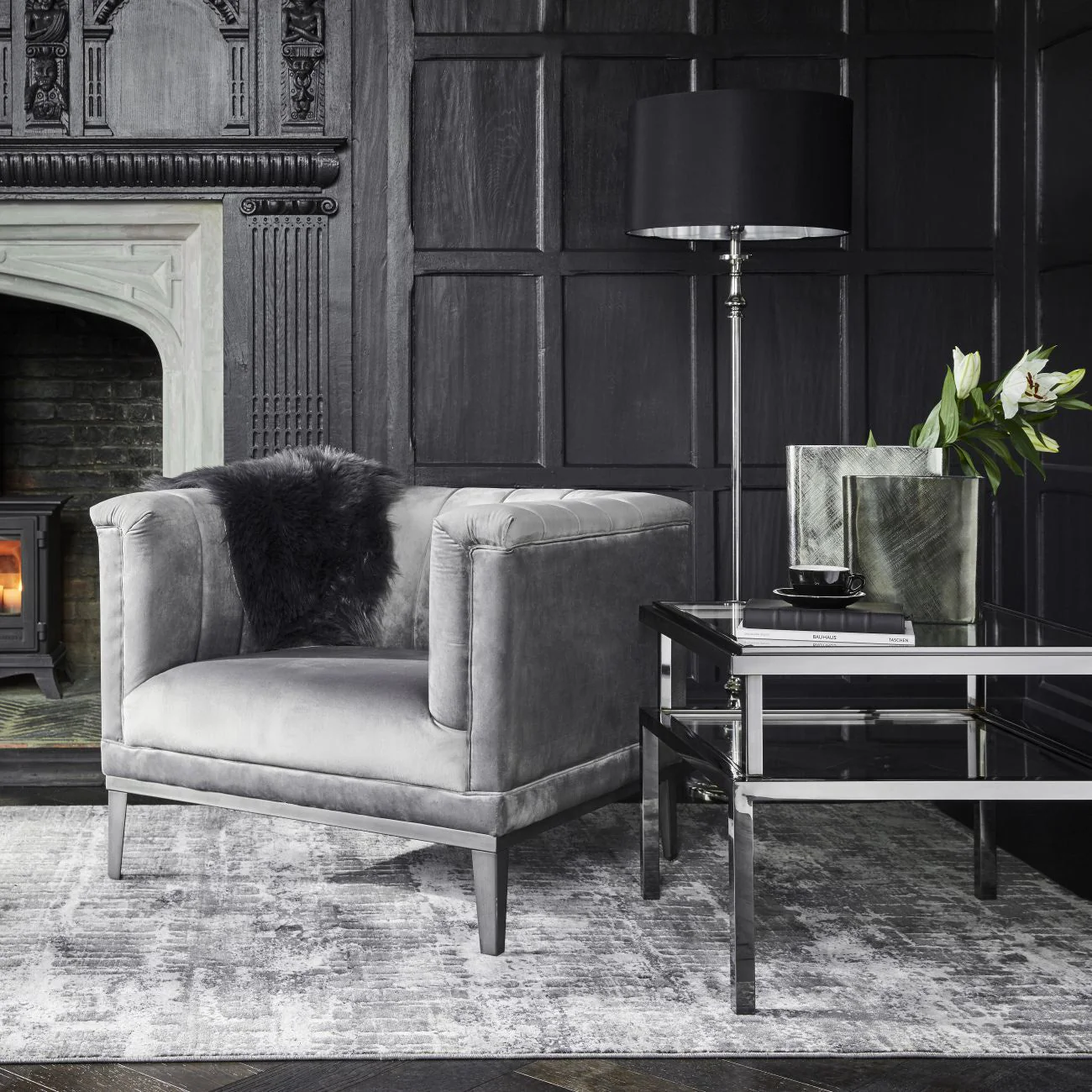 Belgravia Grey Ribbed Occasional Chair - Image 3