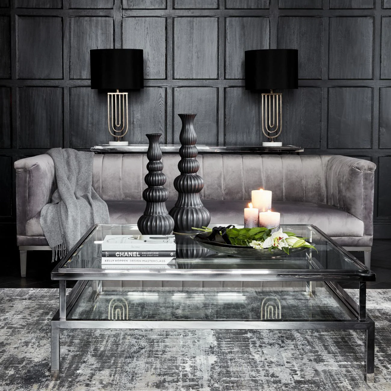 Belgravia Grey Three Seater Ribbed Sofa - Image 3