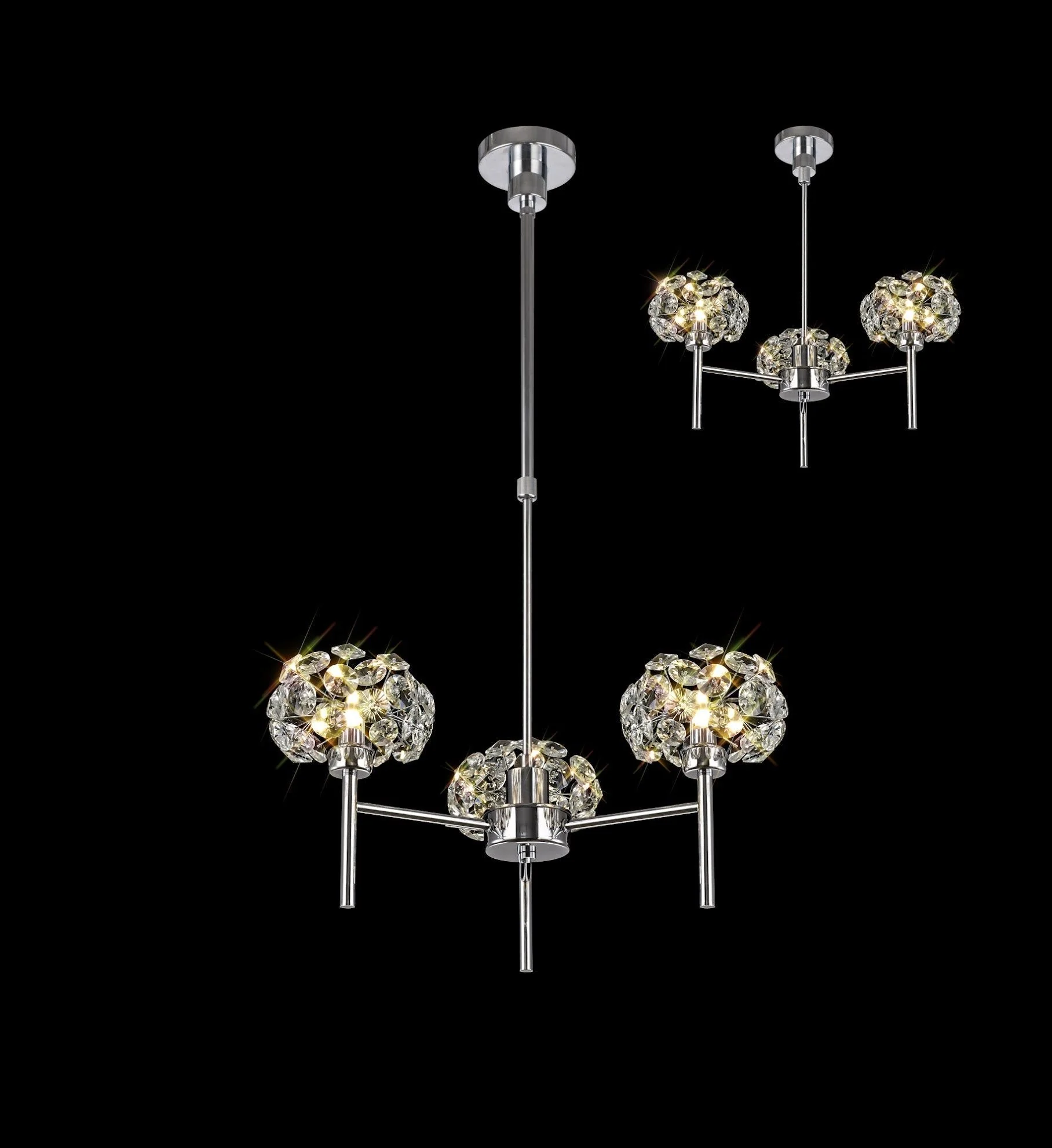 Bellagio 3/5/8Lt With Polished Chrome And Crystal Shade - Image 2