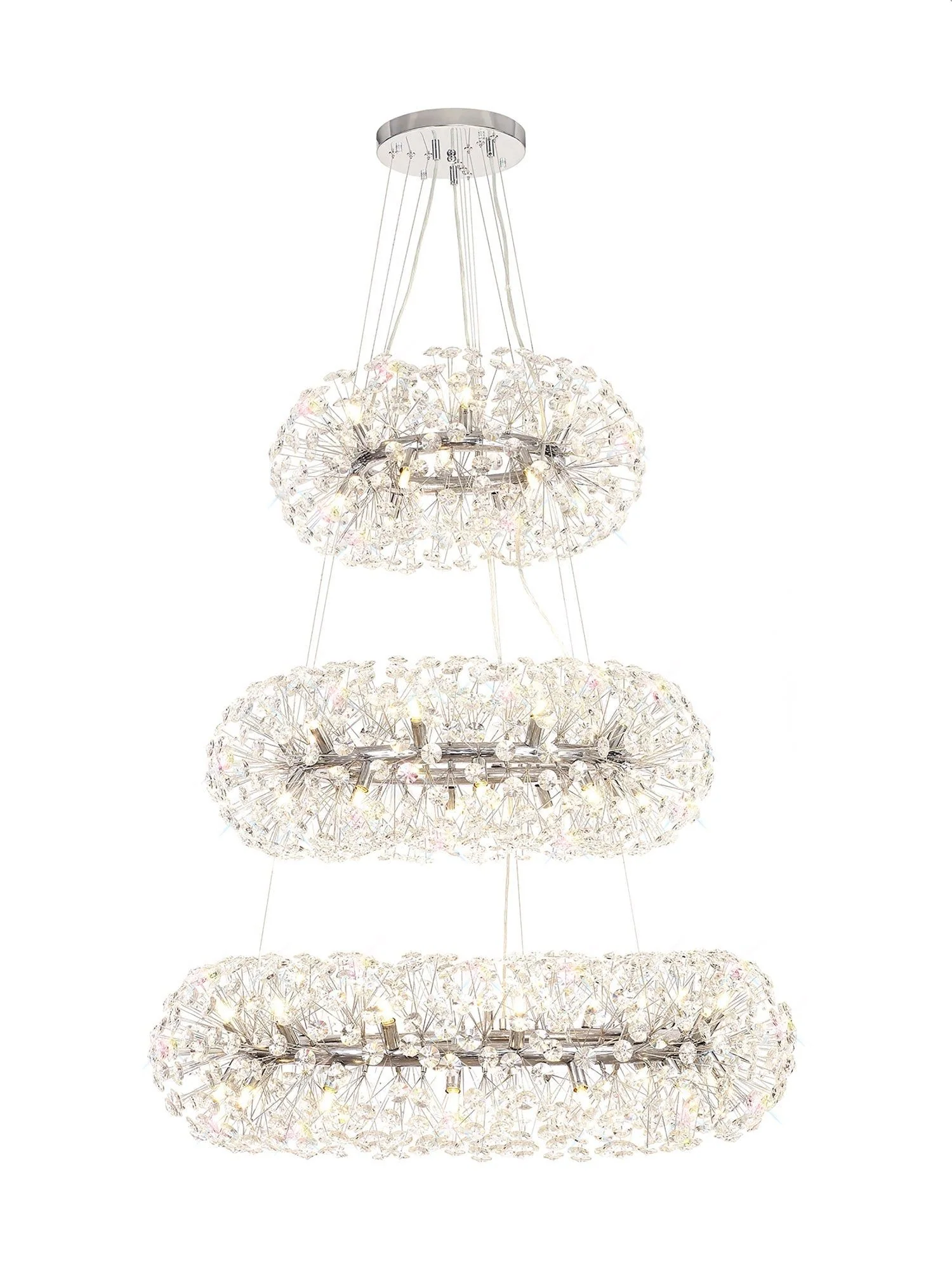 Bellagio 3 Tier Pendant 58 Light French Chrome/Gold/Crystal - Image 2