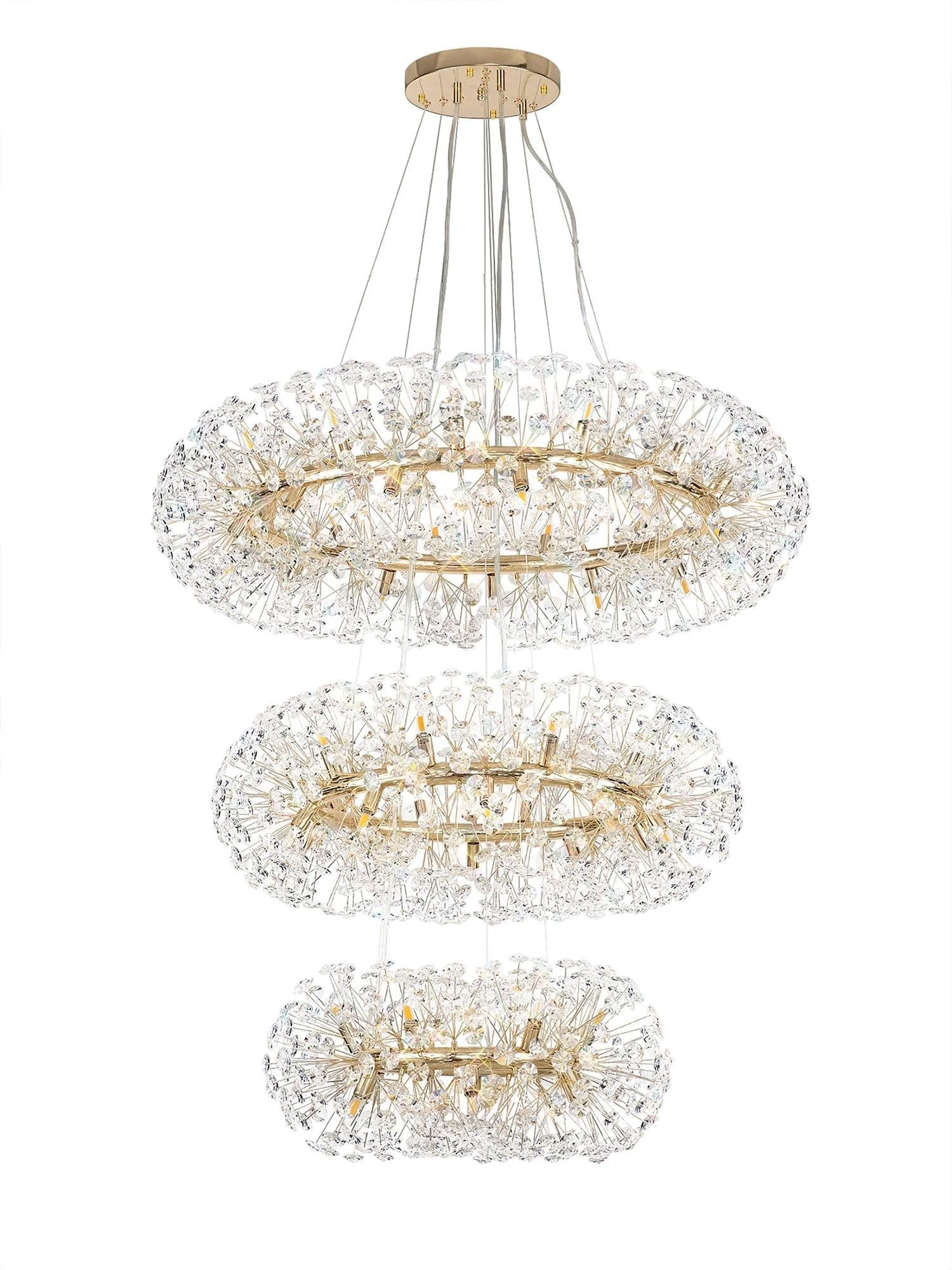Bellagio 3 Tier Pendant 58 Light French Chrome/Gold/Crystal - Image 8