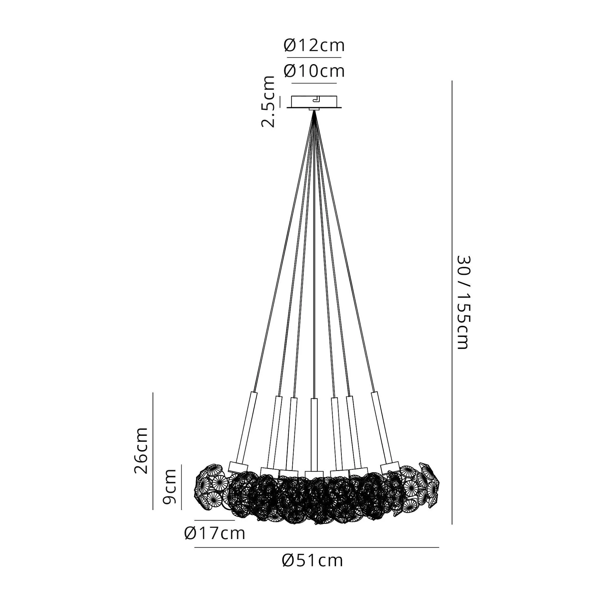 Bellagio 7 Light G9 1.5m Cluster Pendant With Polished Chrome And Crystal Shade - Image 4