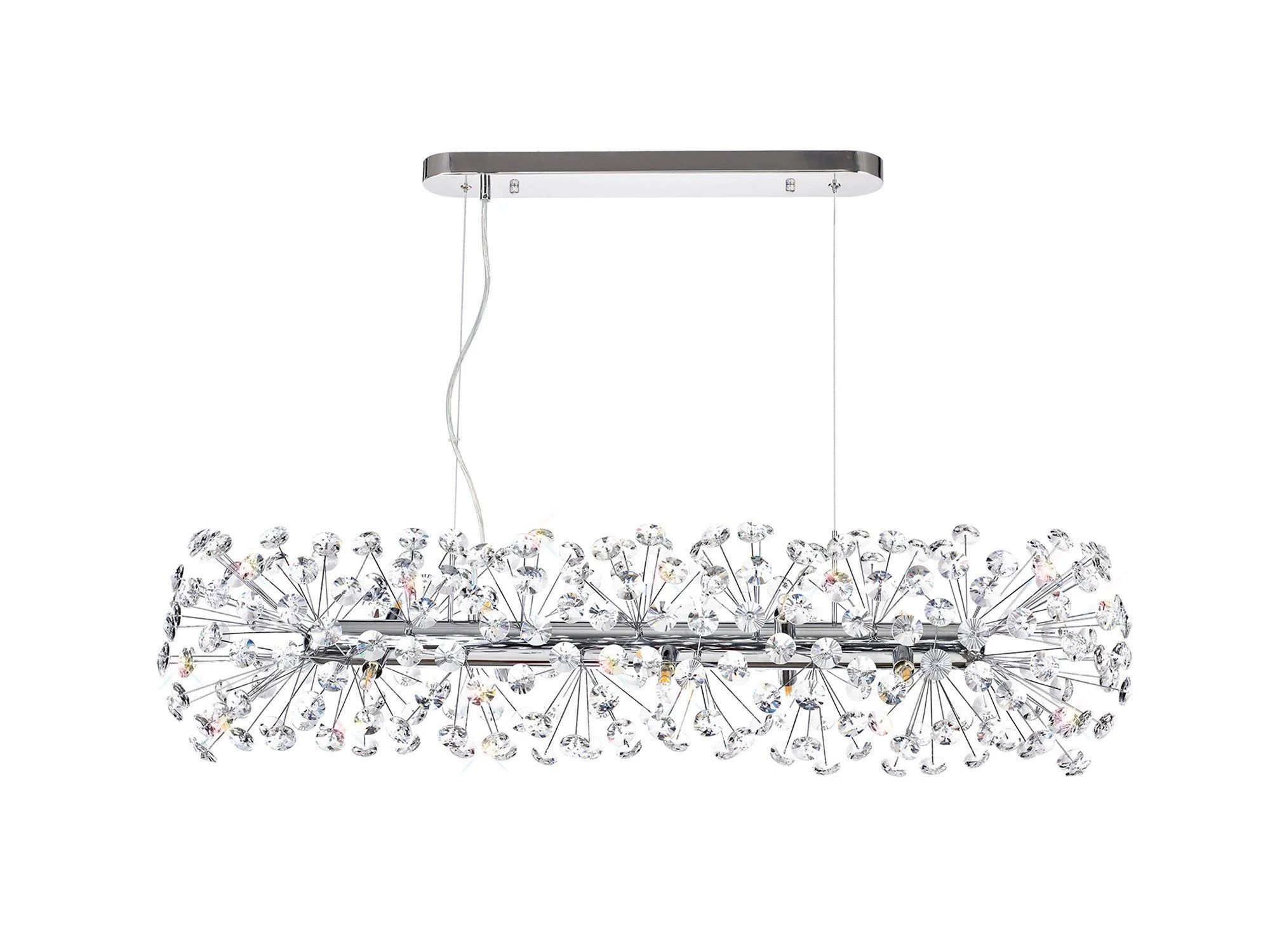 Bellagio Oblong Linear Pendant 10/14 Light G9 French Gold/Crystal, Chrome/Crystal - Image 2