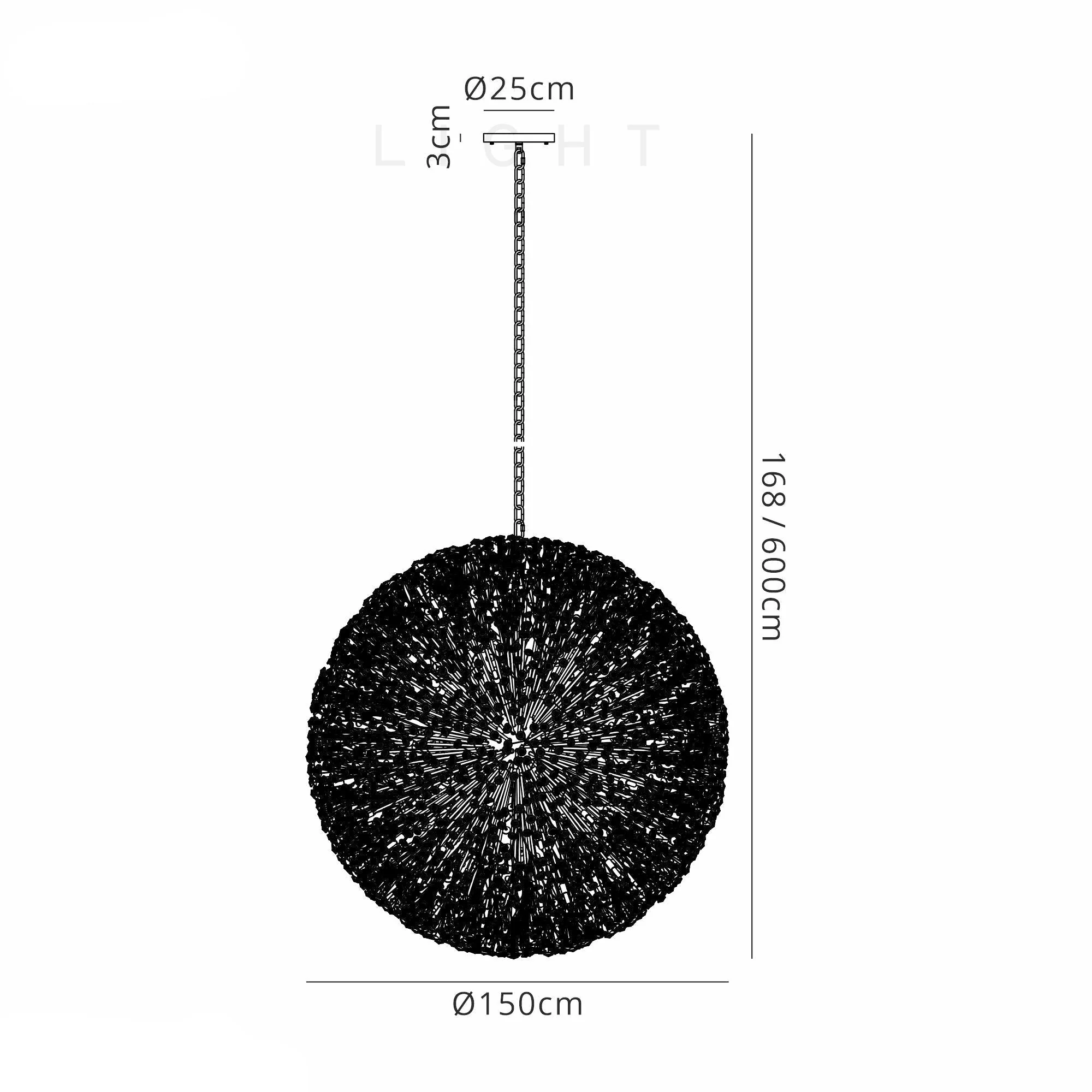 Bellagio Large Pendant Sphere Centre Ceiling Light - Image 4