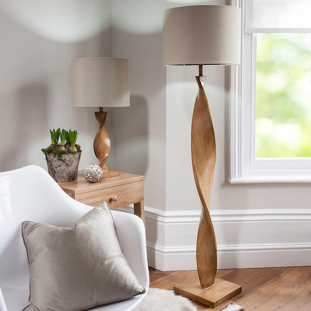 Bellatrix Floor Lamp -Wood Finish E27 - Image 4