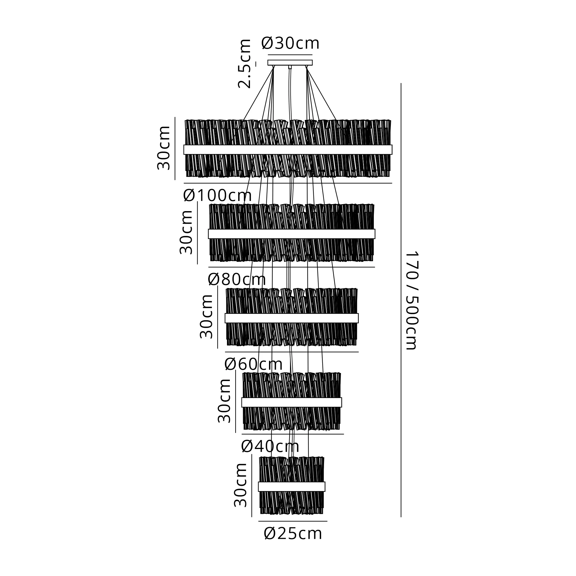 Bellina 5 Tier Chandelier- Various Finishes - Image 18