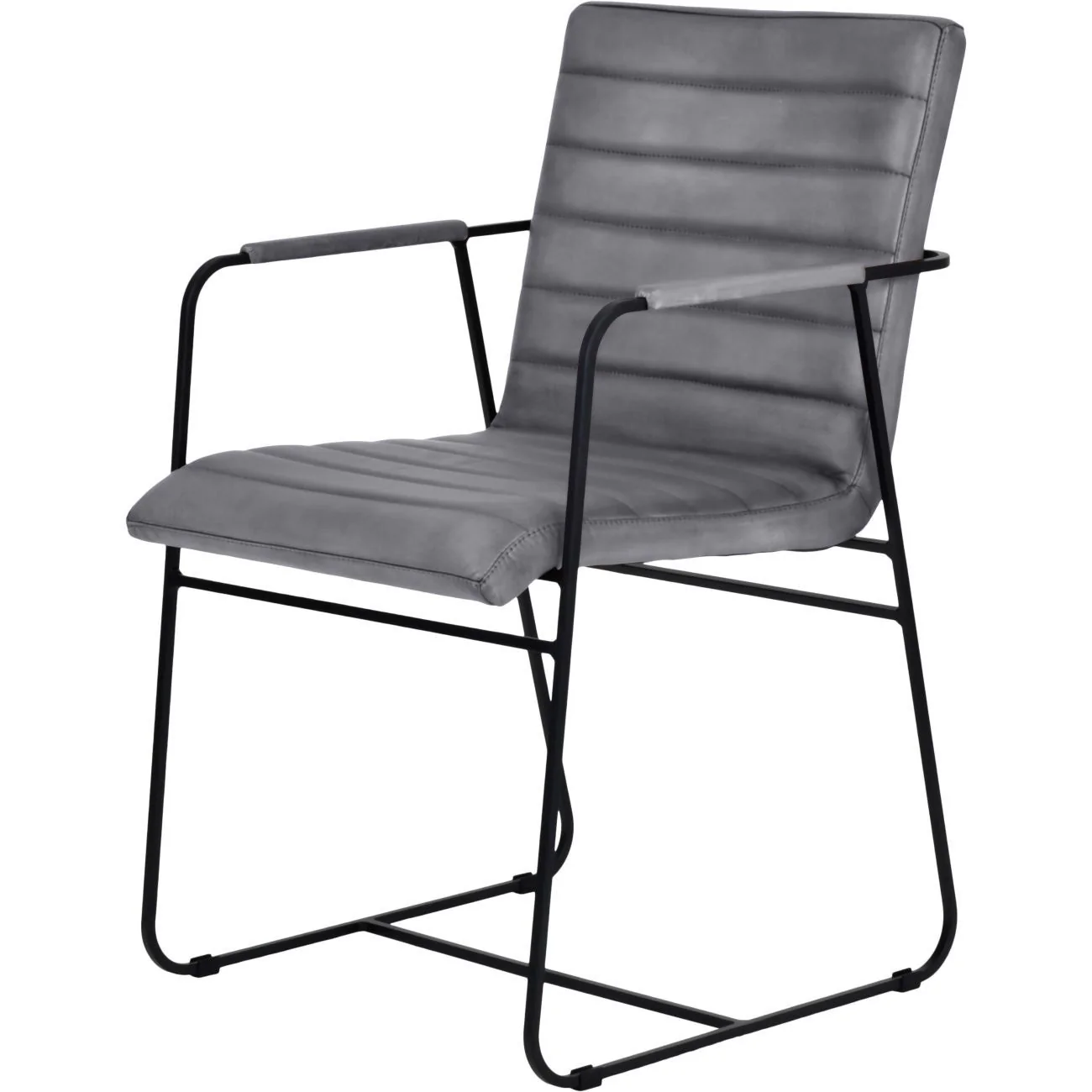 Belton Metal Framed Dining Chair With Arms Fumee/Concrete Leather - Image 2