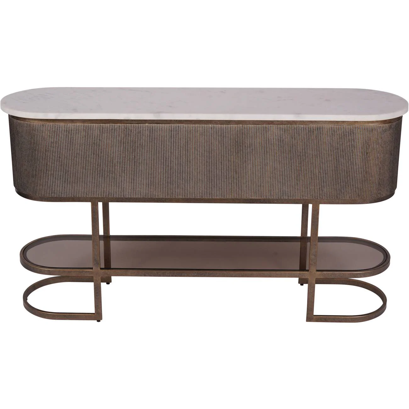 Belvedere Aged Gold Console With Shelf - Image 3