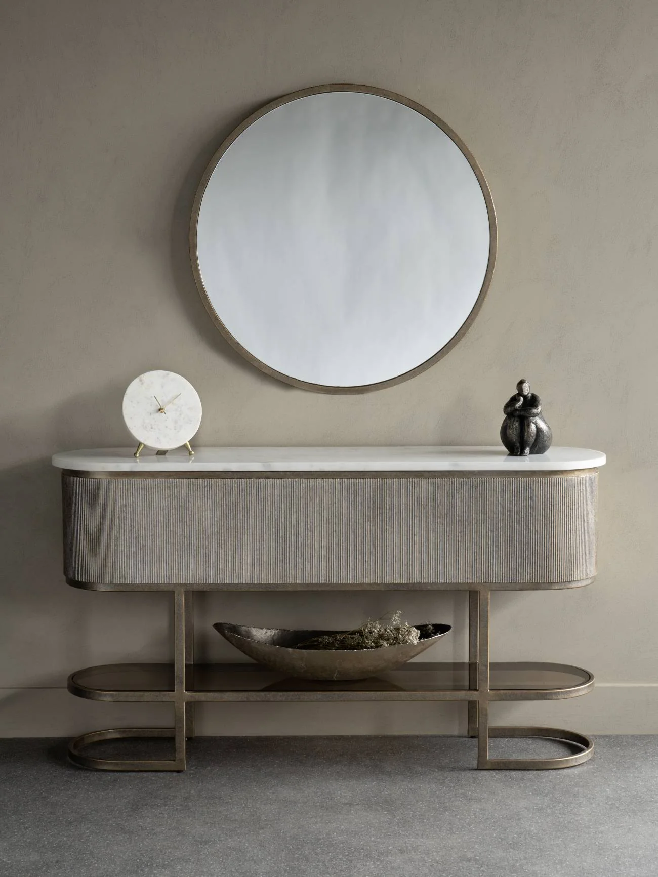 Belvedere Aged Gold Console With Shelf - Image 5