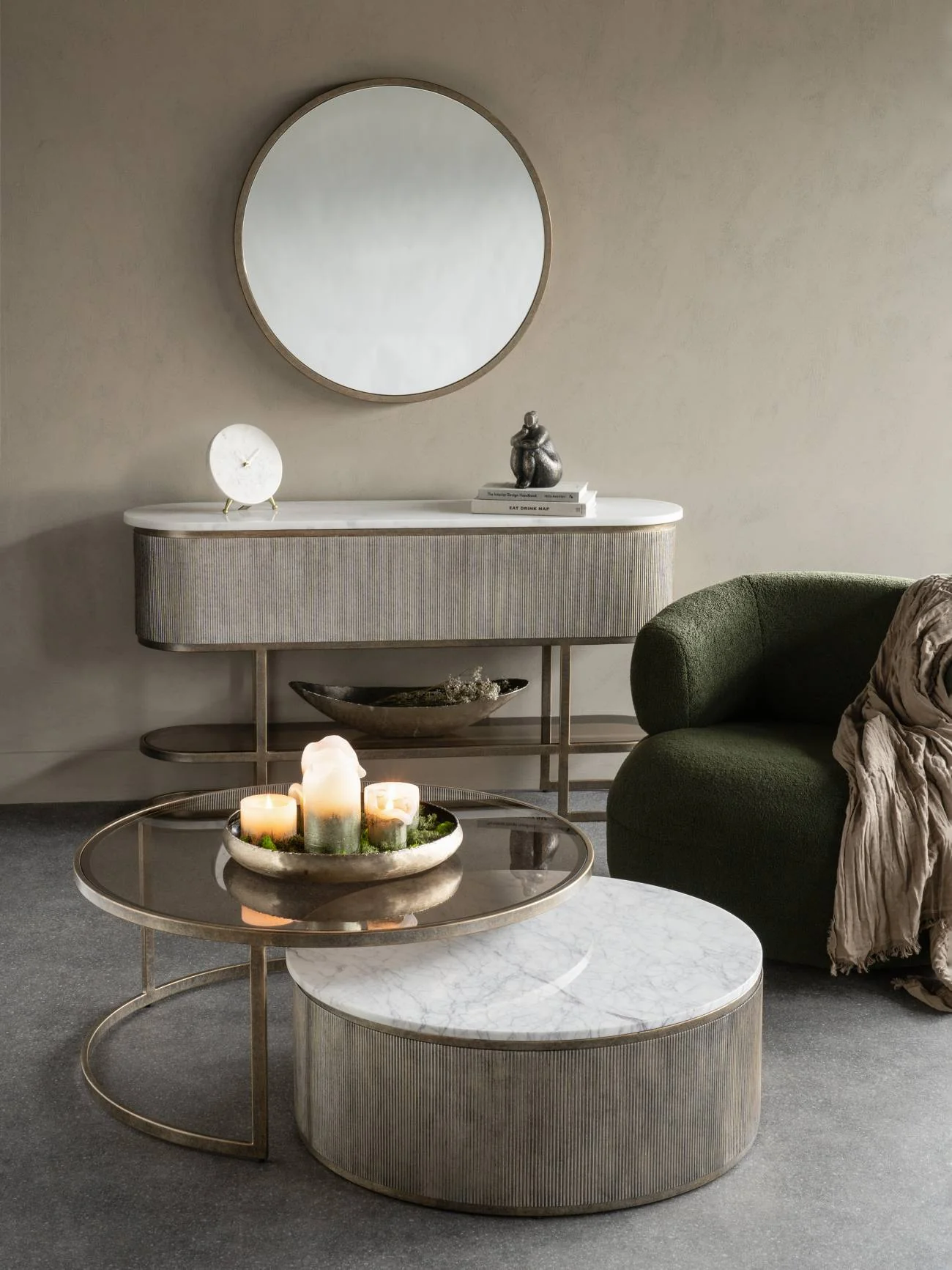 Belvedere Aged Gold Console With Shelf - Image 6