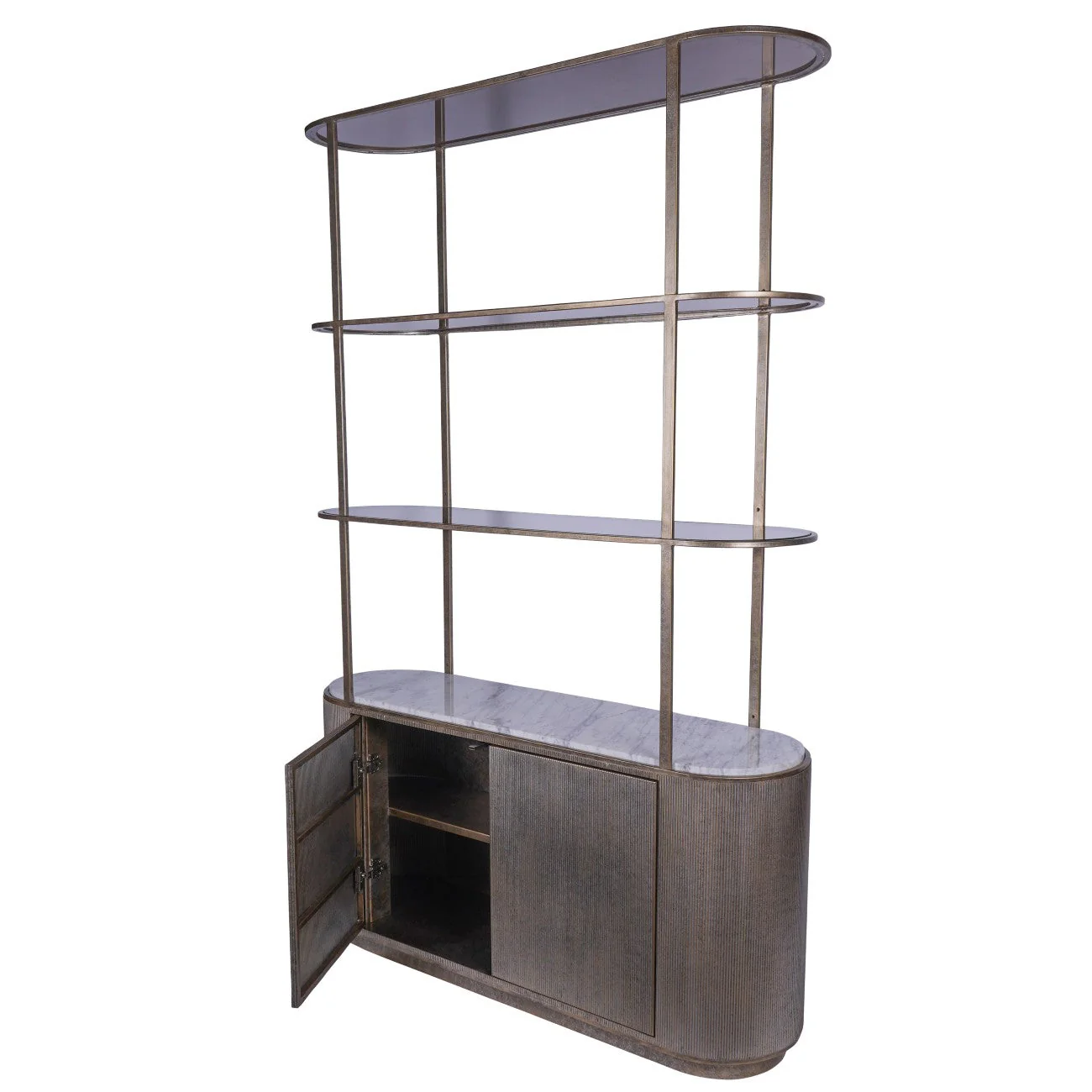 Belvedere Aged Gold Shelving Unit With Storage - Image 3