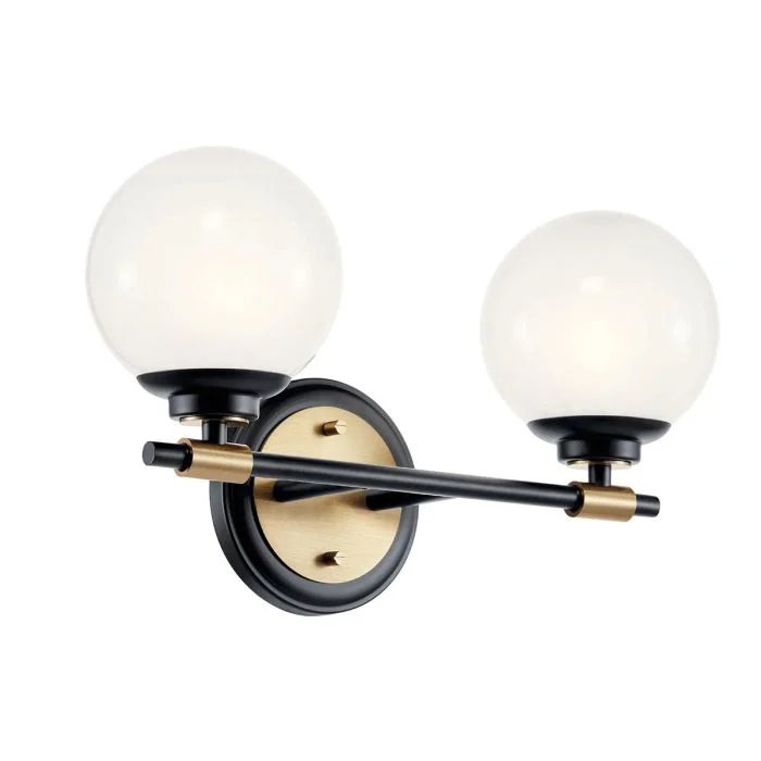 Benno 2 Lt Wall Light - Black & Champagne Bronze - Image 3
