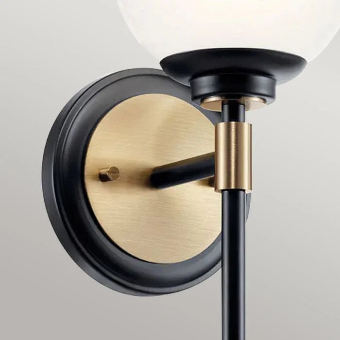 Benno 2 Lt Wall Light - Black & Champagne Bronze - Image 4