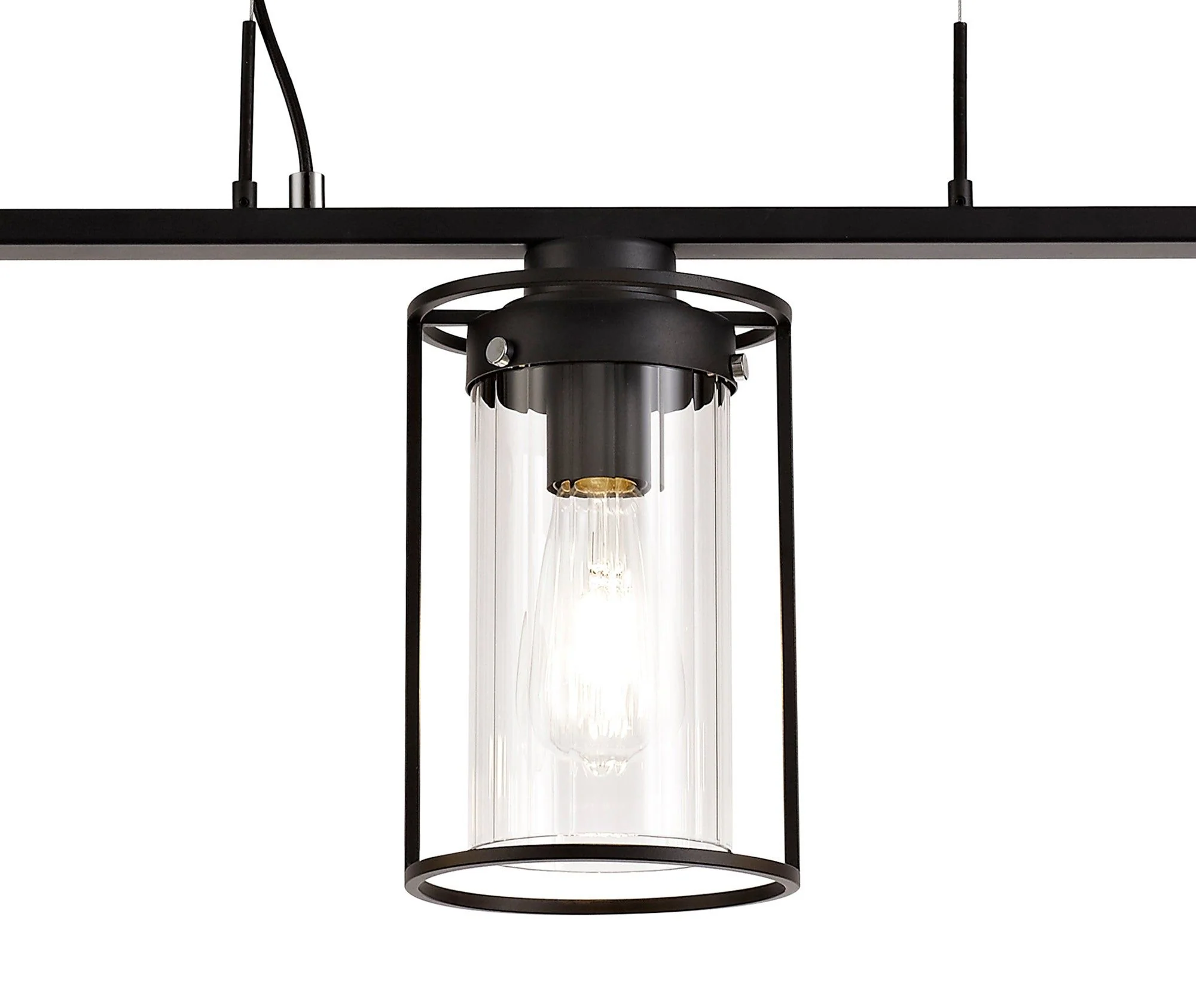Beres Linear Pendant, 3 Light E27, Black/Clear Glass - Image 5