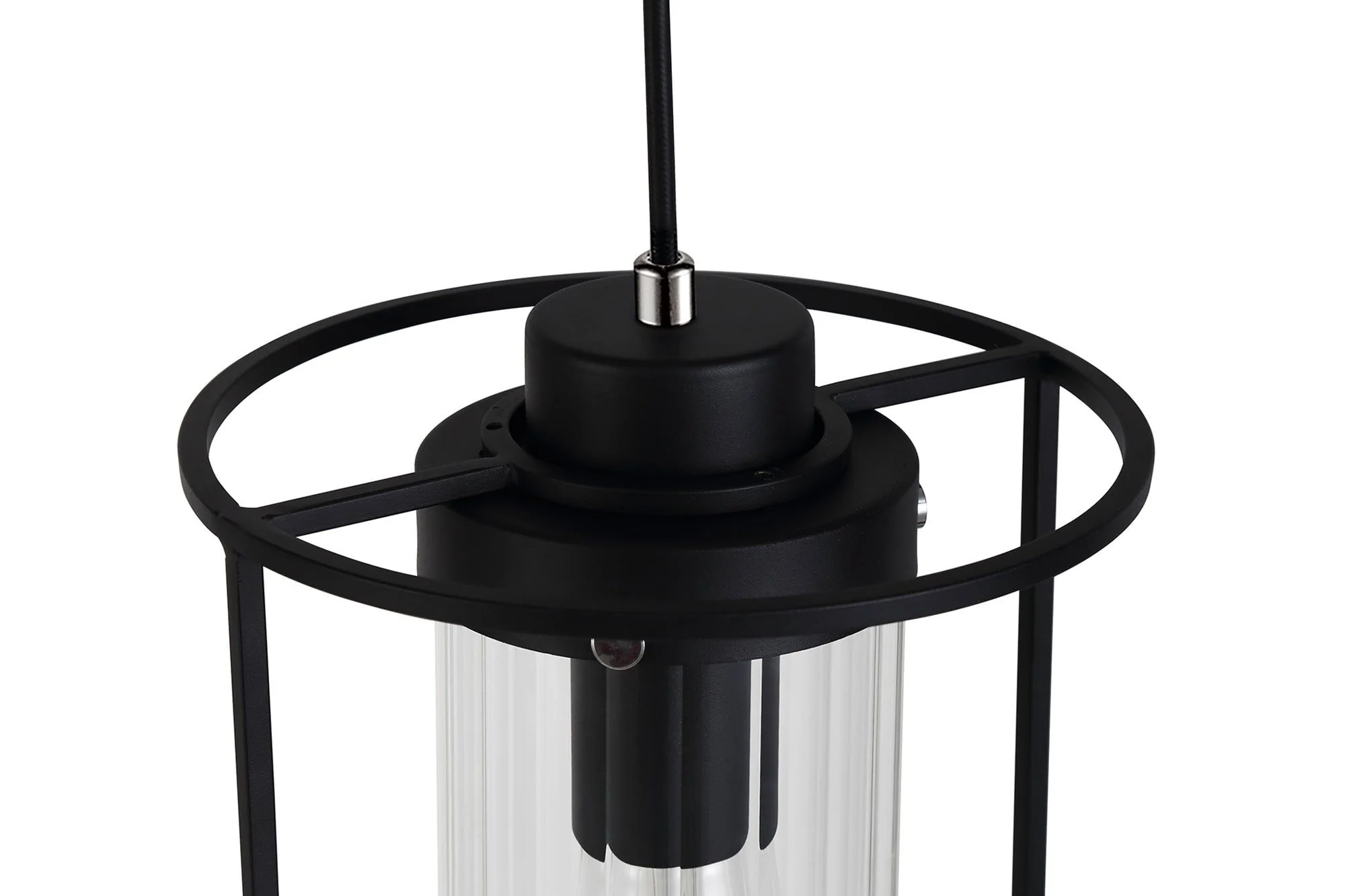 Beres Single Pendant, 1 Light E27, Black/Clear Glass - Image 4