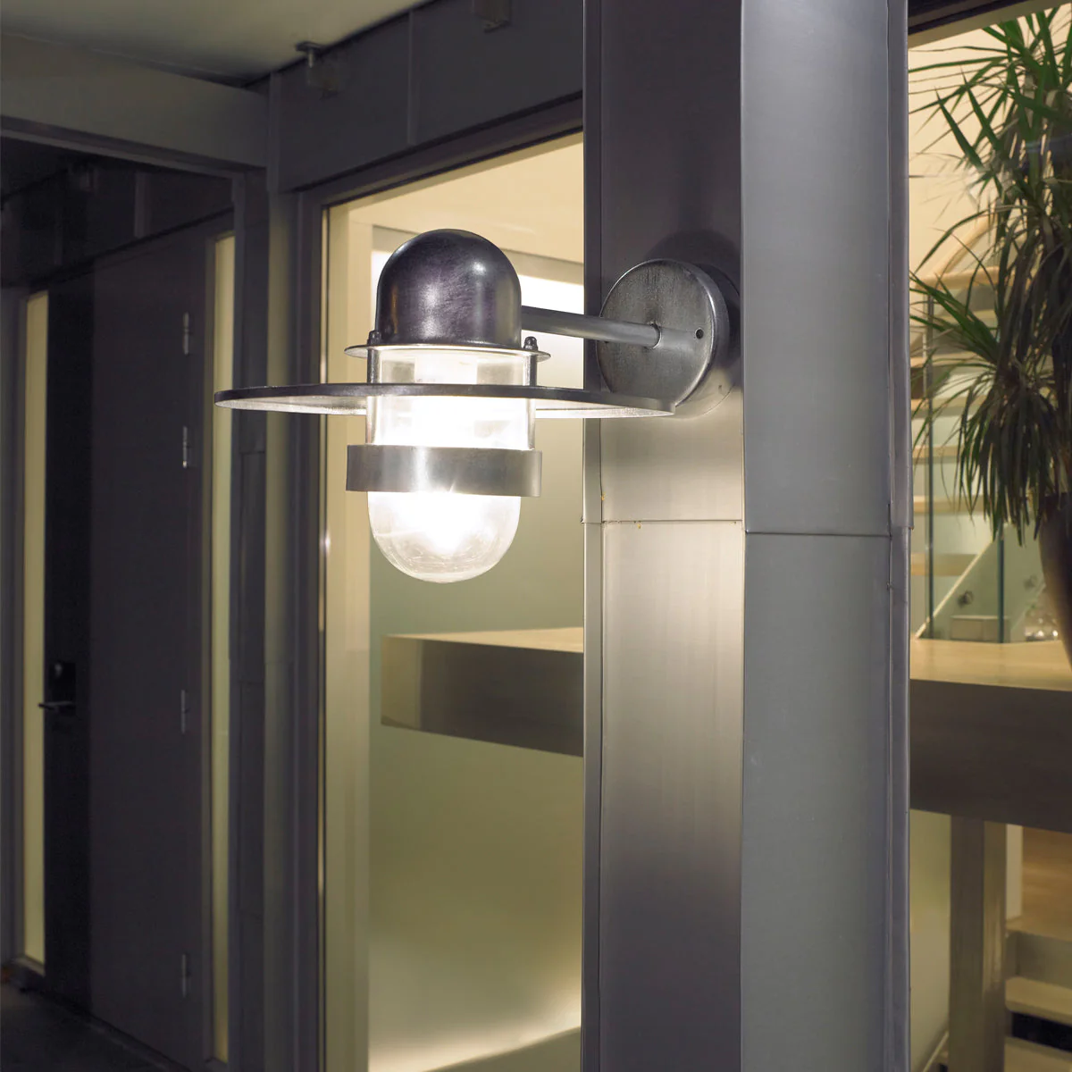 Bergen 1 Light Wall Lantern - Black/Galvanised - Image 3