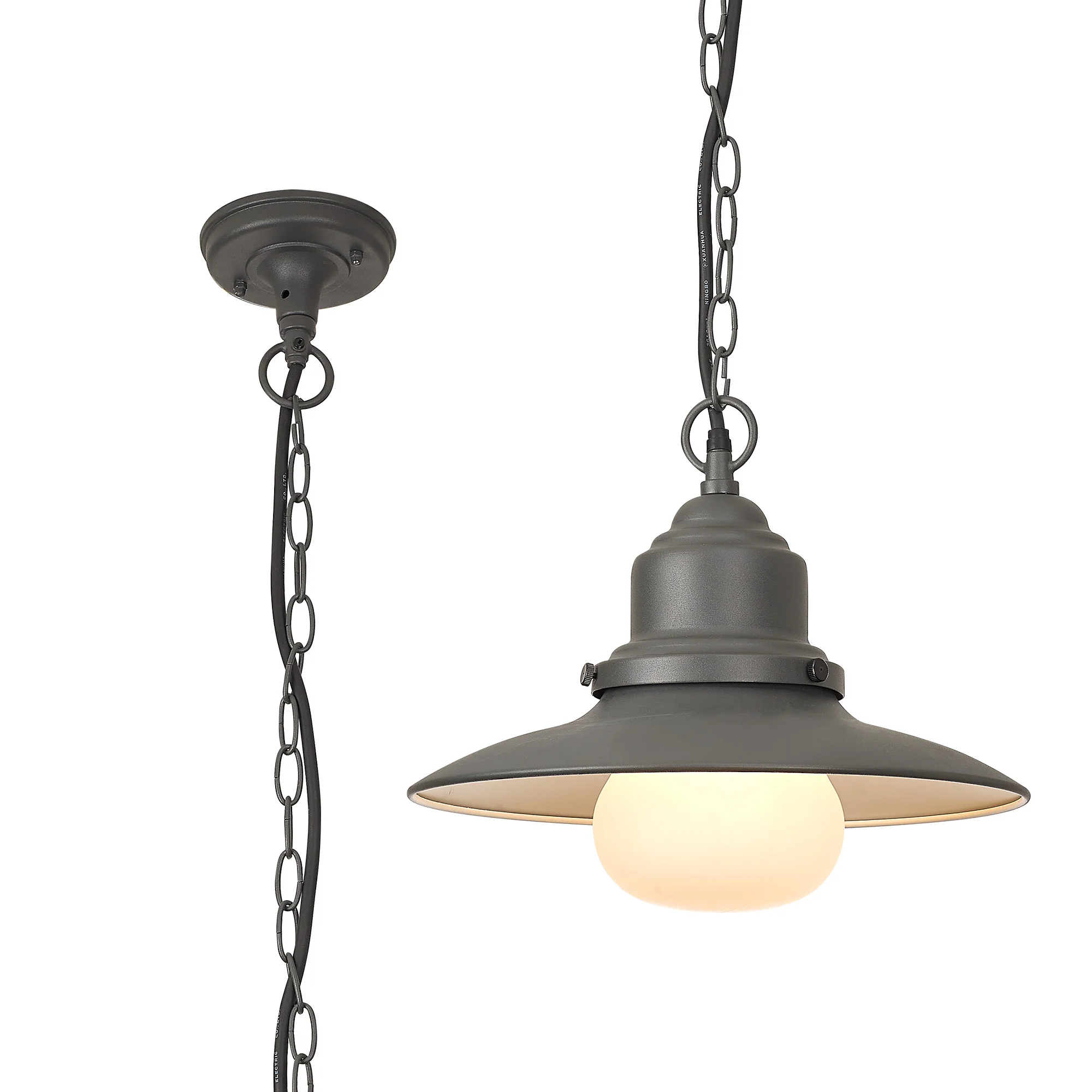Martell 32cm Pendant E27, IP44 2yrs Warranty- Black/ Dark Grey Finishes - Image 9