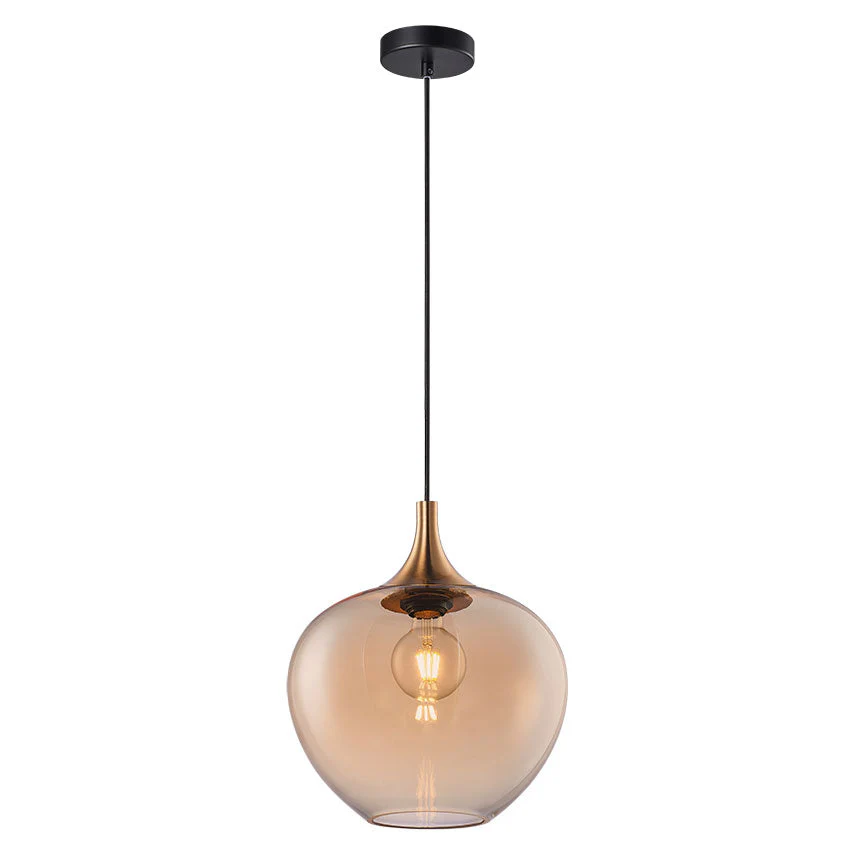 Berkley Small/Large Pendant E27 Amber/Black - Image 3