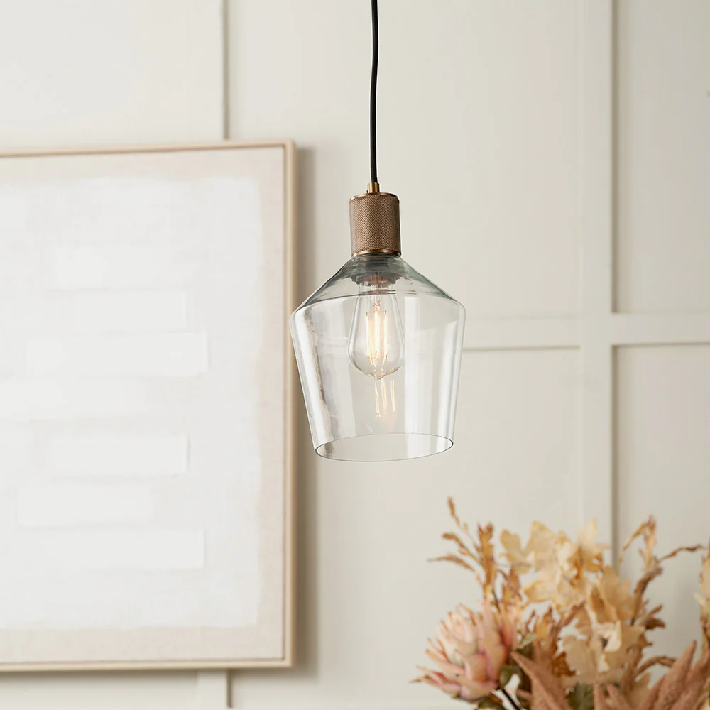 Bexley Clear Glass Pendant - Brass/Bronze - Image 3