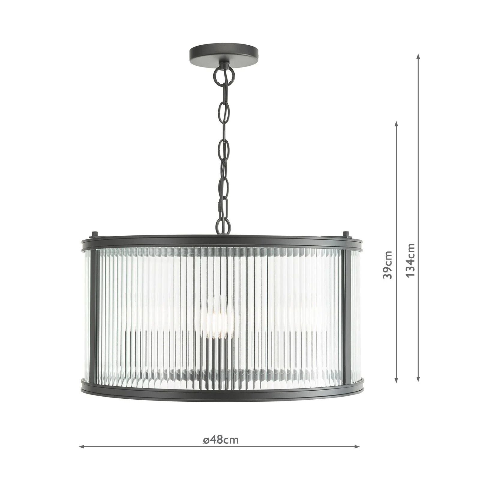 Bianka 3 Light Pendant Bronze/Matt Black and Ribbed Glass - Image 10