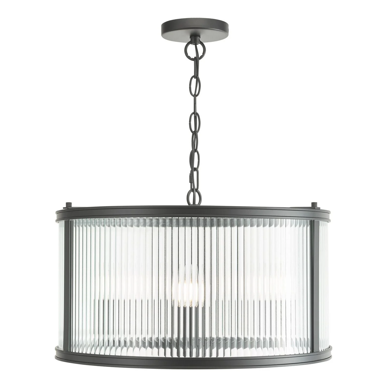 Bianka 3 Light Pendant Bronze/Matt Black and Ribbed Glass - Image 6