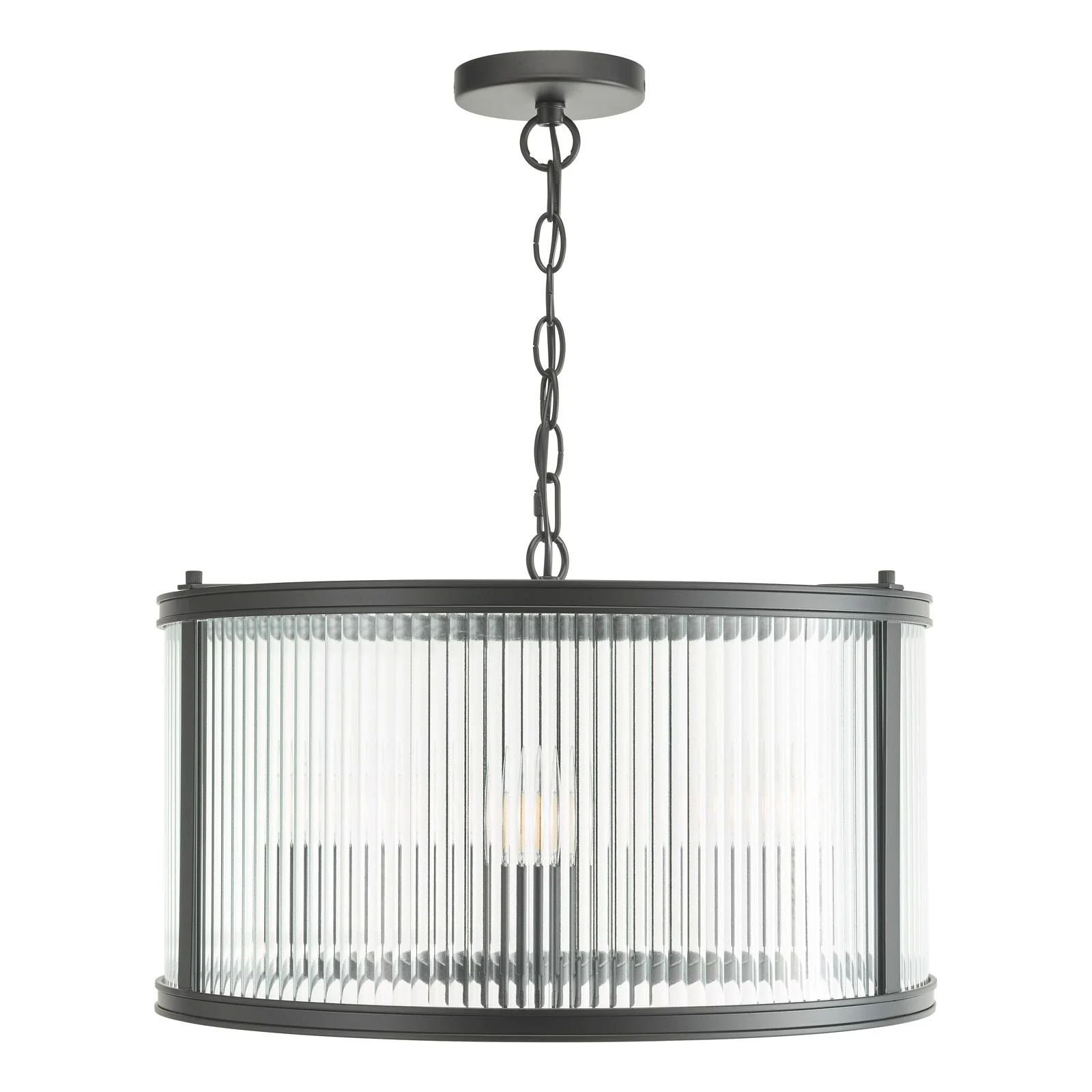 Bianka 3 Light Pendant Bronze/Matt Black and Ribbed Glass - Image 7