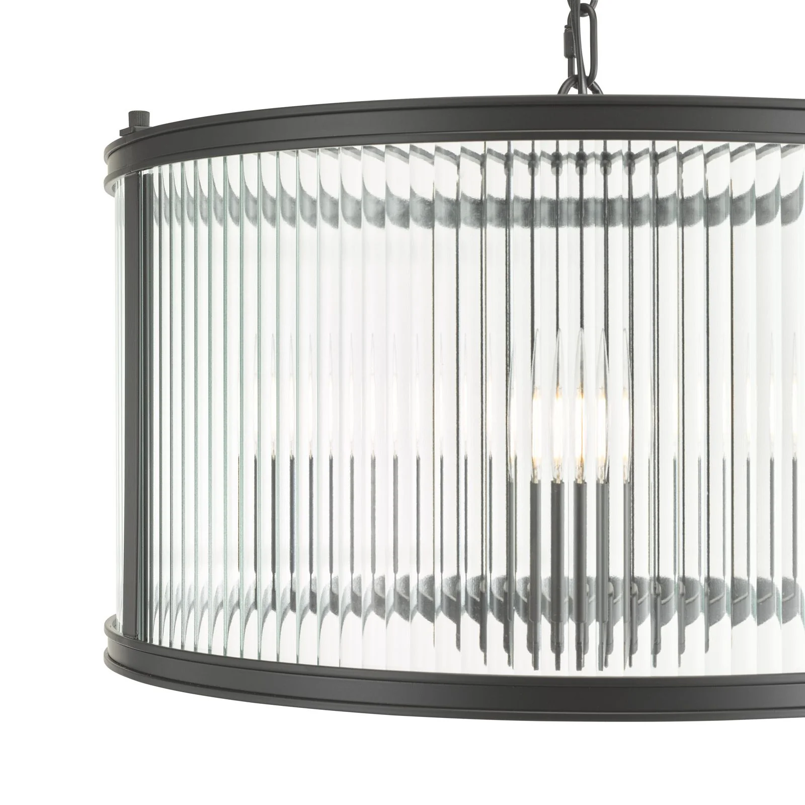 Bianka 3 Light Pendant Bronze/Matt Black and Ribbed Glass - Image 8