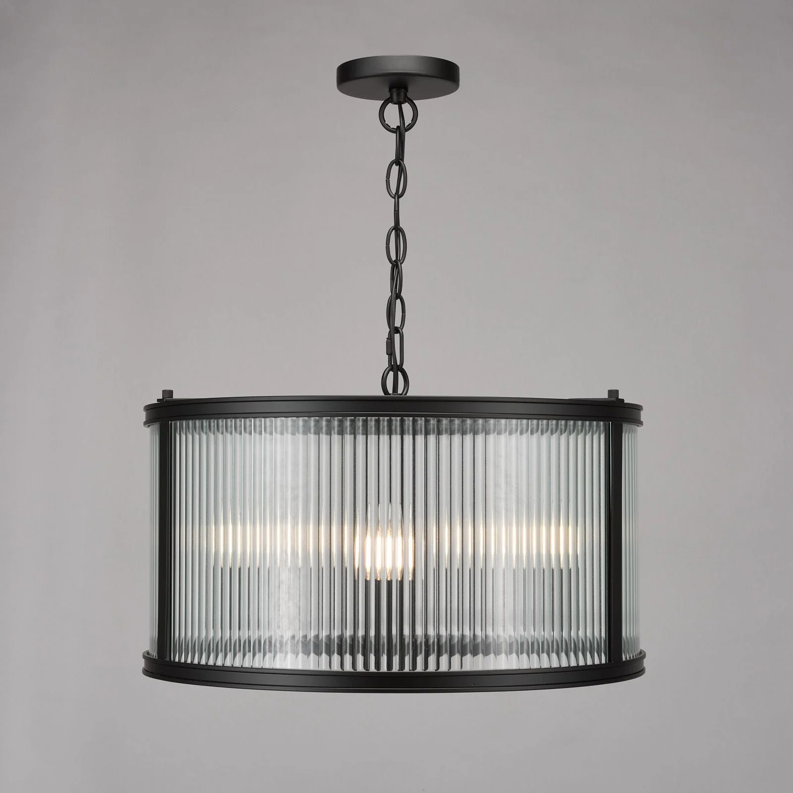 Bianka 3 Light Pendant Bronze/Matt Black and Ribbed Glass - Image 9