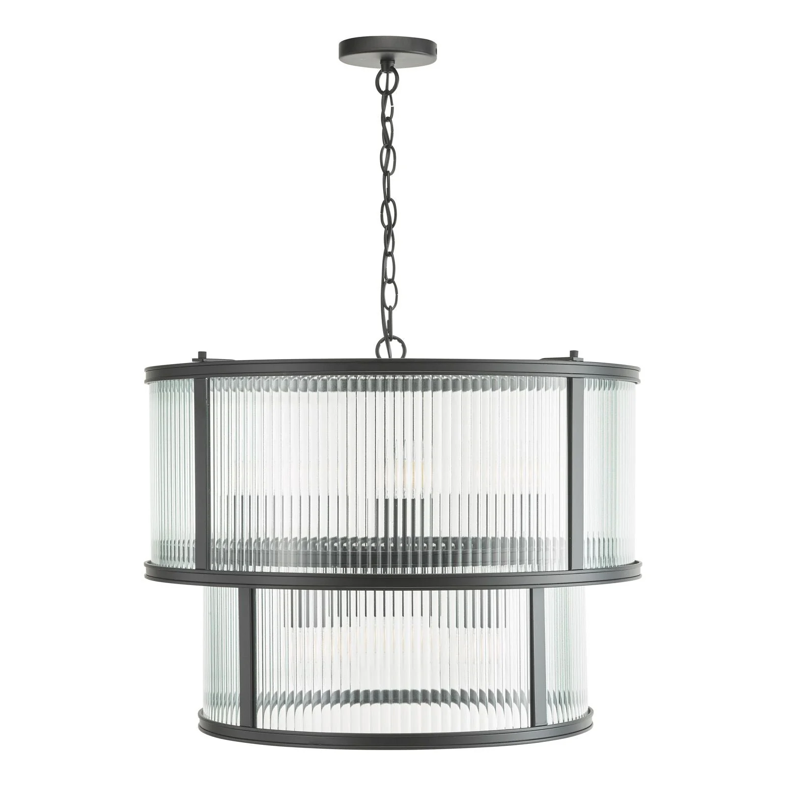 Bianka 6 Light Pendant Bronze/Matt Black and Ribbed Glass - Image 10