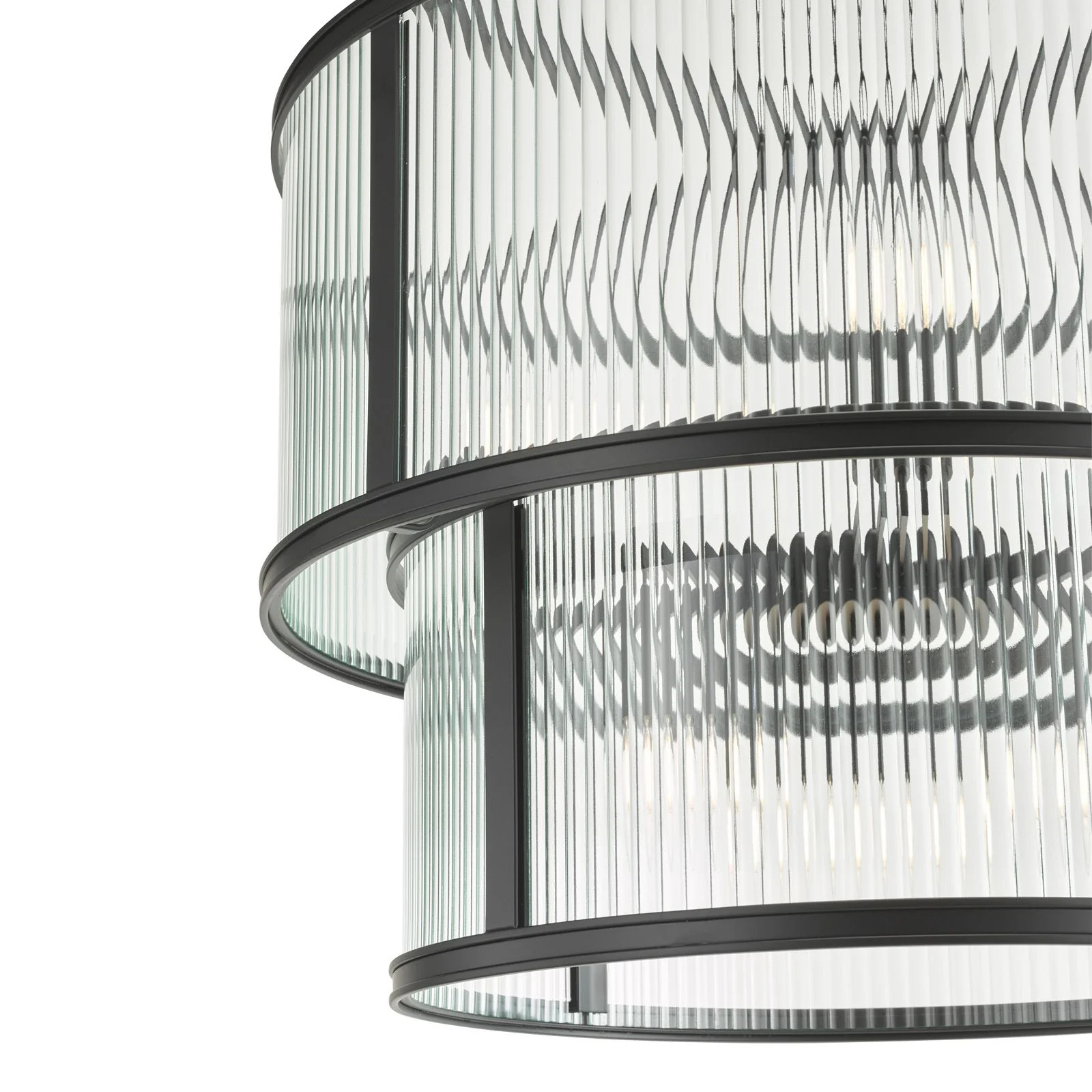 Bianka 6 Light Pendant Bronze/Matt Black and Ribbed Glass - Image 11