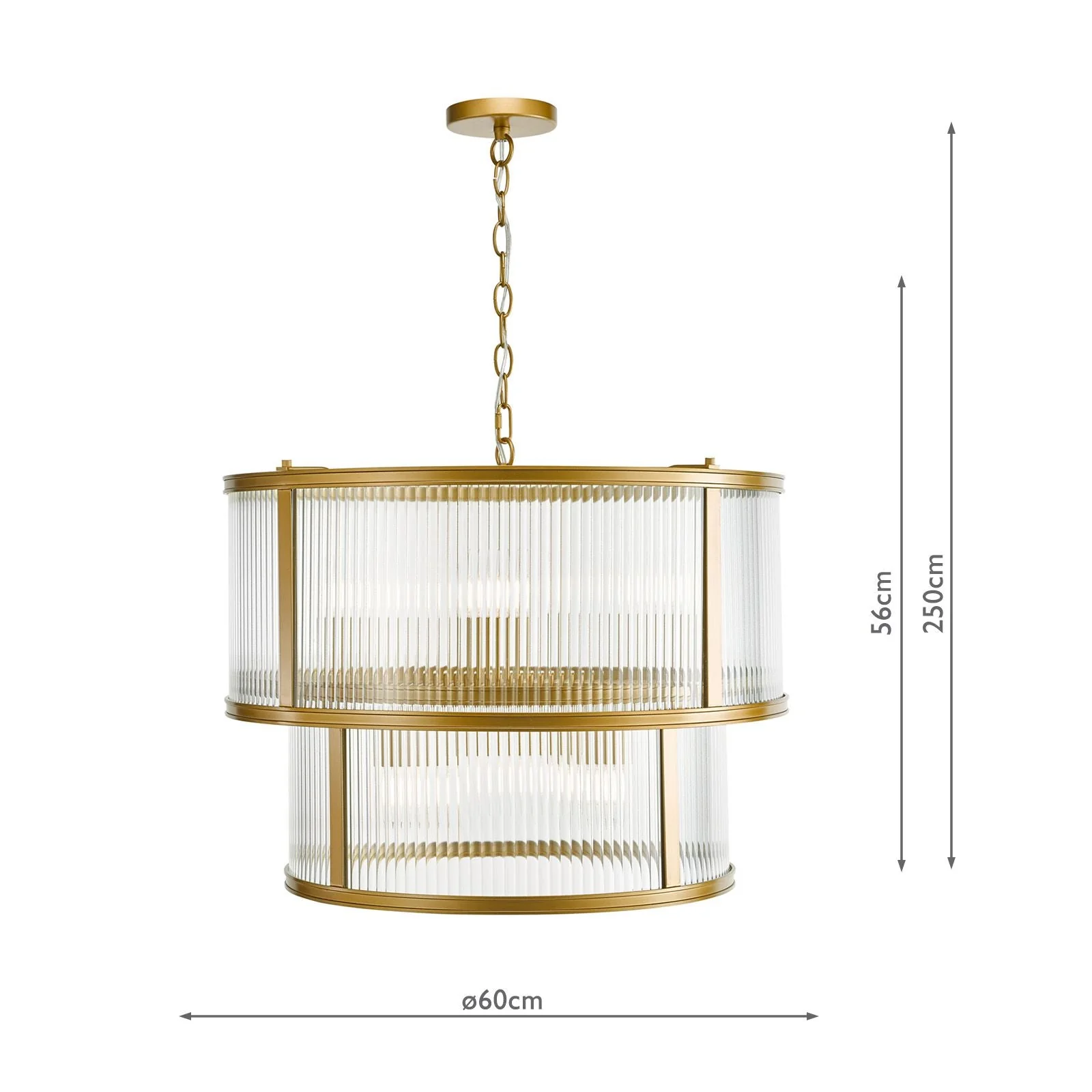Bianka 6 Light Pendant Bronze/Matt Black and Ribbed Glass - Image 7