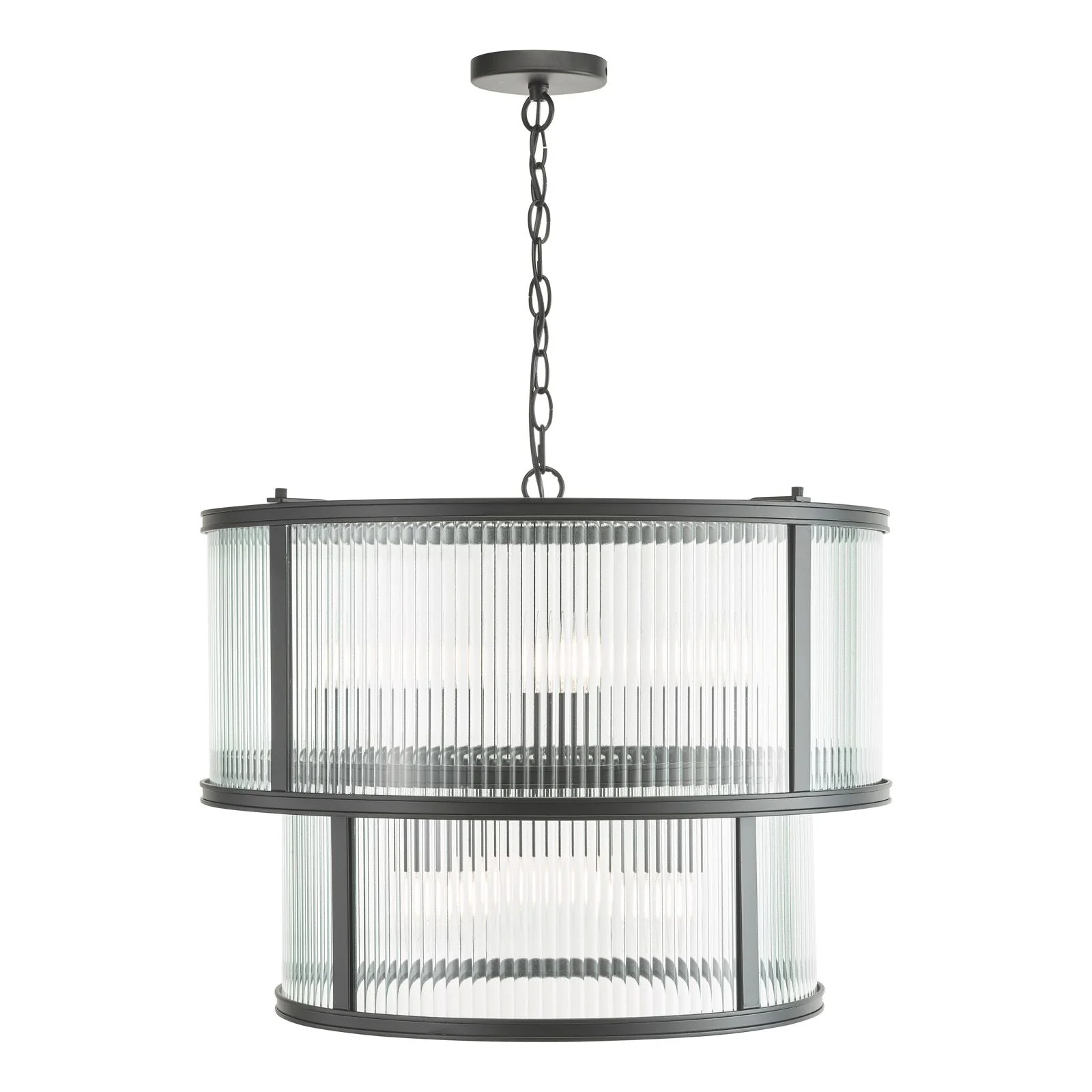 Bianka 6 Light Pendant Bronze/Matt Black and Ribbed Glass - Image 8