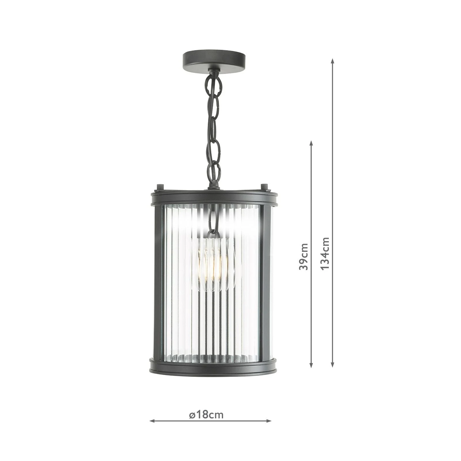 Bianka Pendant Bronze/Matt Black and Ribbed Glass E17 - Image 7