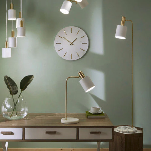 Biba Marble Footed White and Gold Floor Lamp - Image 2