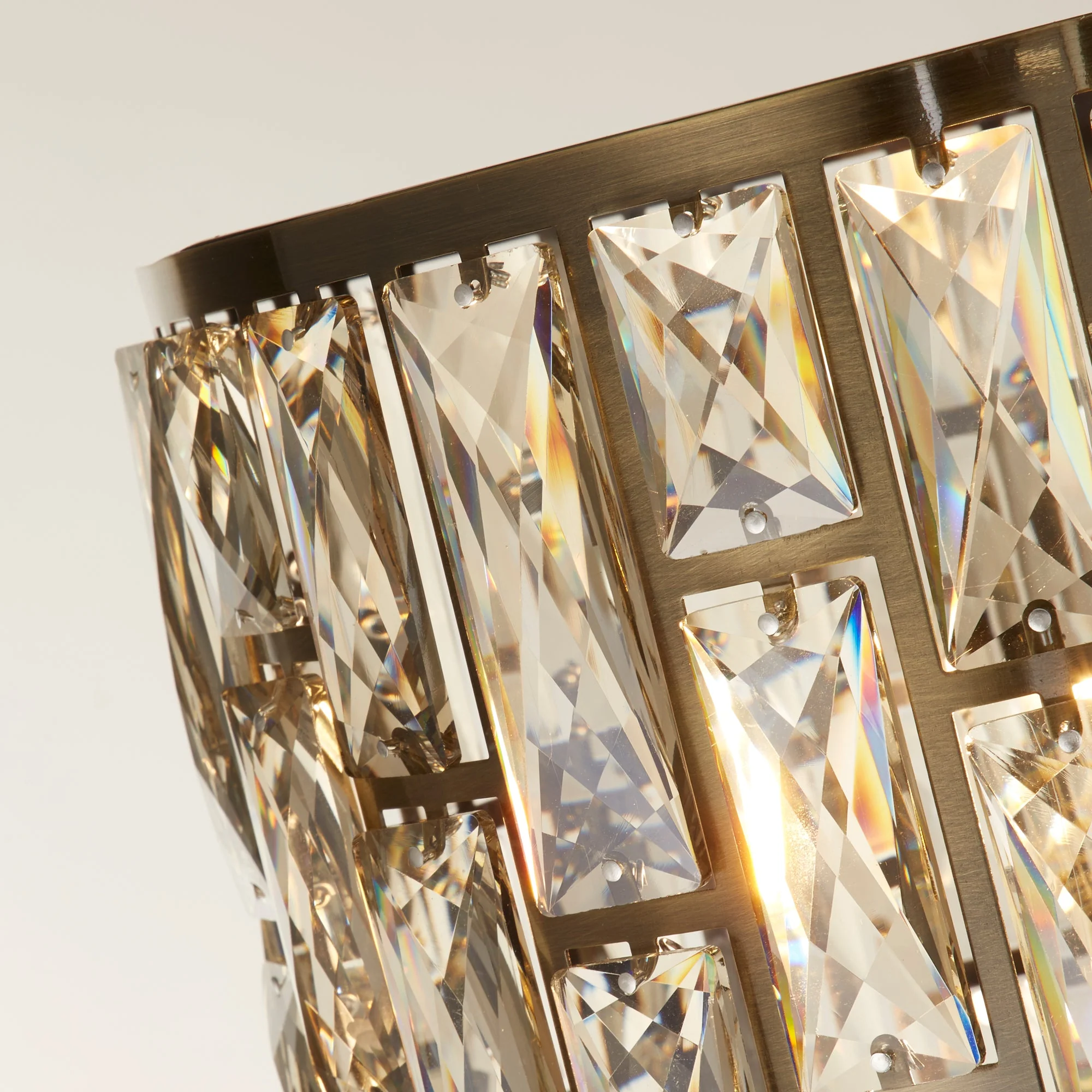 Bijou Floor Lamp - Antique Brass Metal/Chrome Metal & Champagne Glass E27 - Image 3