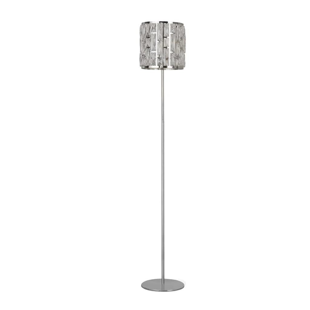 Bijou Floor Lamp - Antique Brass Metal/Chrome Metal & Champagne Glass E27 - Image 6