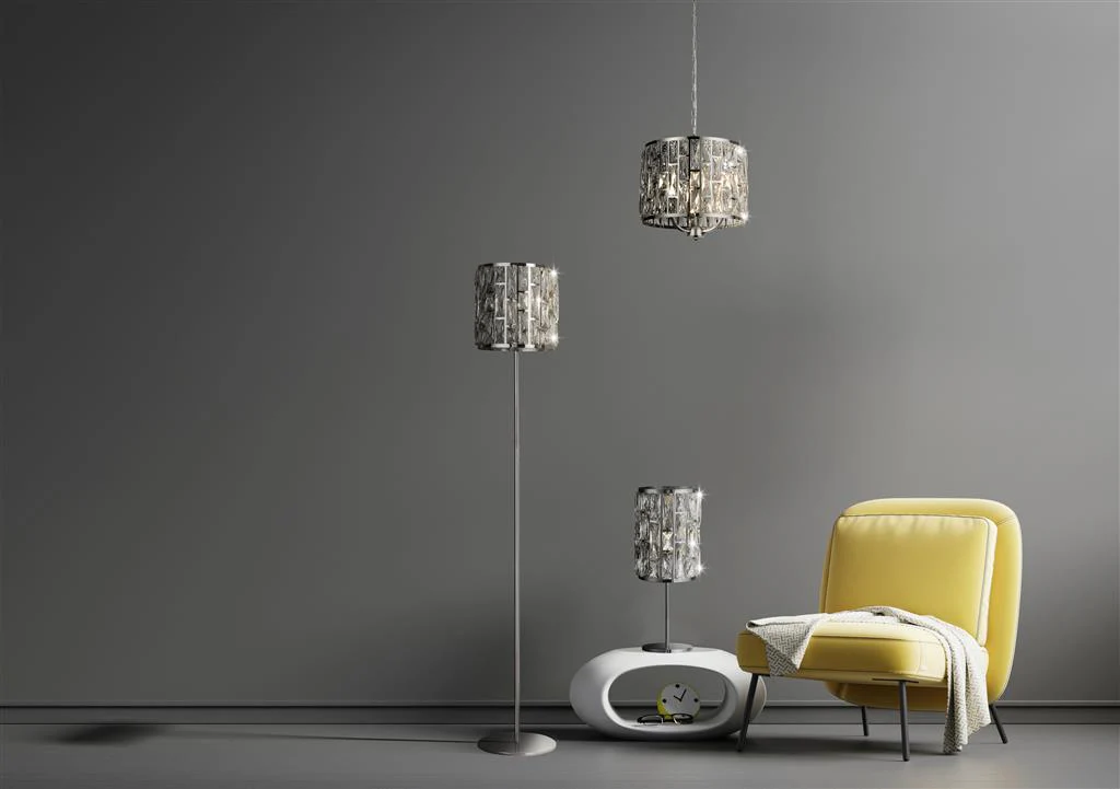 Bijou Floor Lamp - Antique Brass Metal/Chrome Metal & Champagne Glass E27 - Image 8