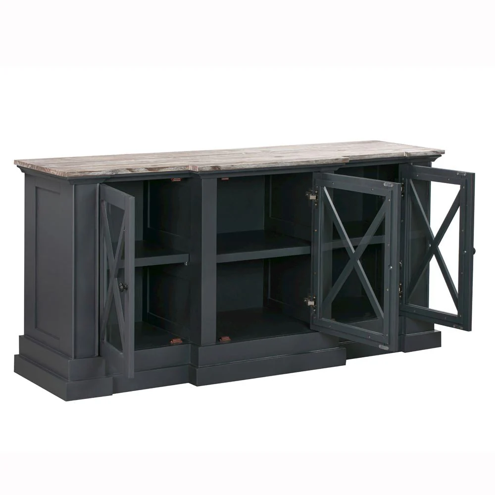 Bilbury Three Door Sideboard- Black/ Beige - Image 4