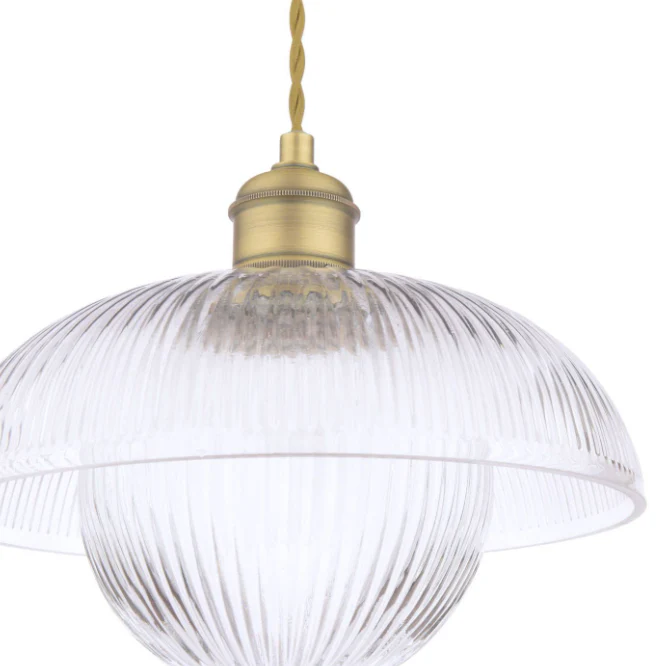 Billham Pendant Matt Antique Brass and Ribbed Glass - Image 2