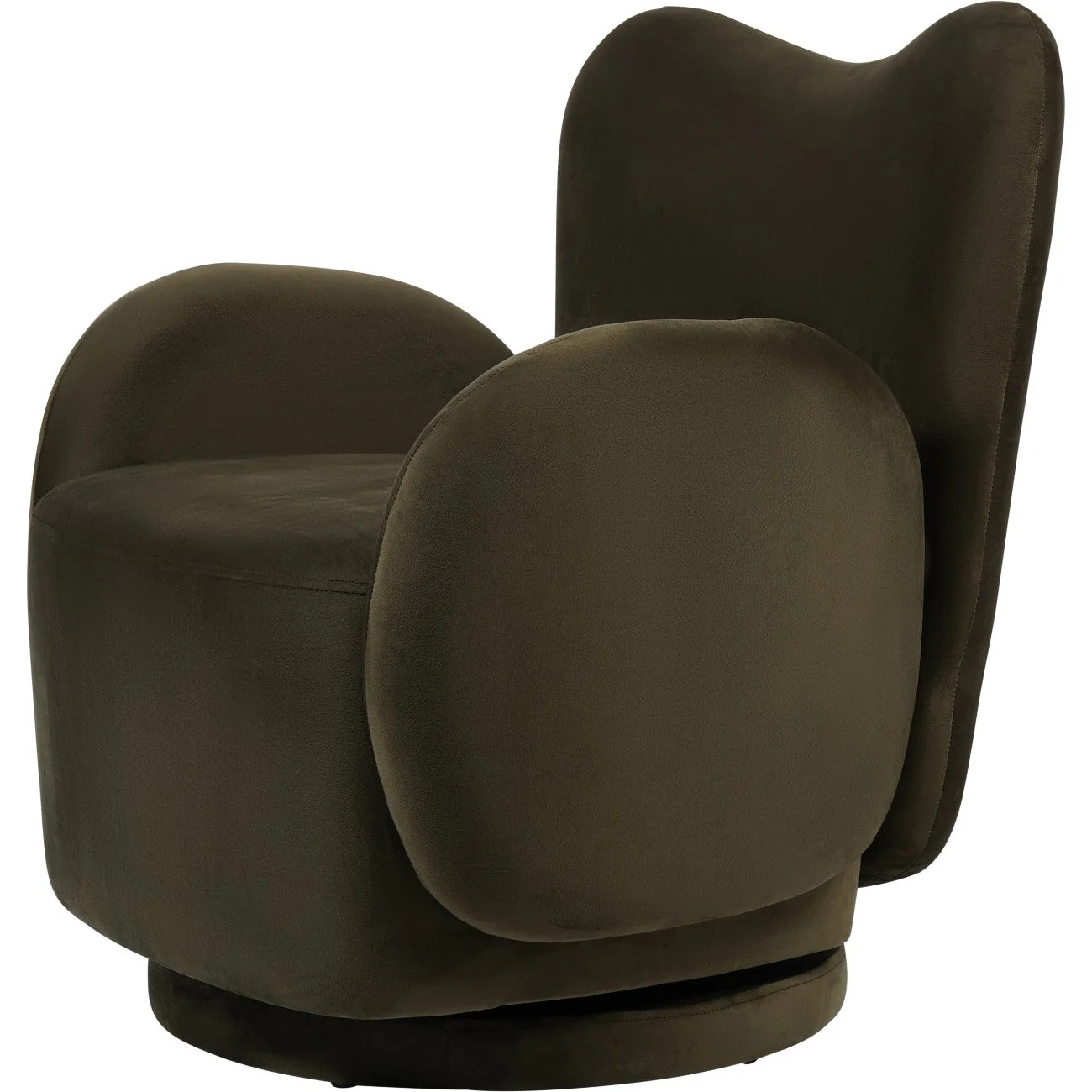 Bingham Upholstered Swivel Chair Velvet Green/ Caramel/ Pink - Image 6